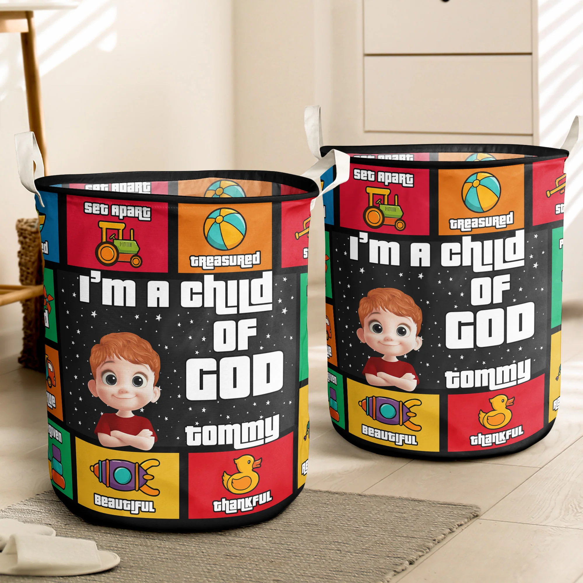 I Am A Child Of God Christian Kids Bible Quotes - Personalized Storage Basket - Image 2