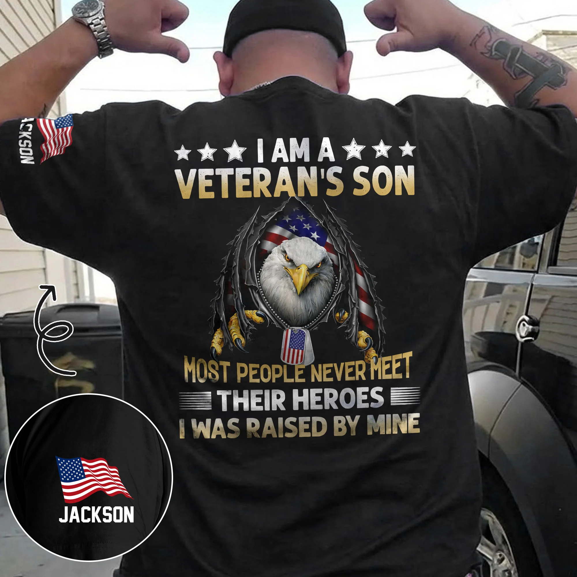 I Am A Veteran’s Son - Personalized Back Printed Shirt - Image 3