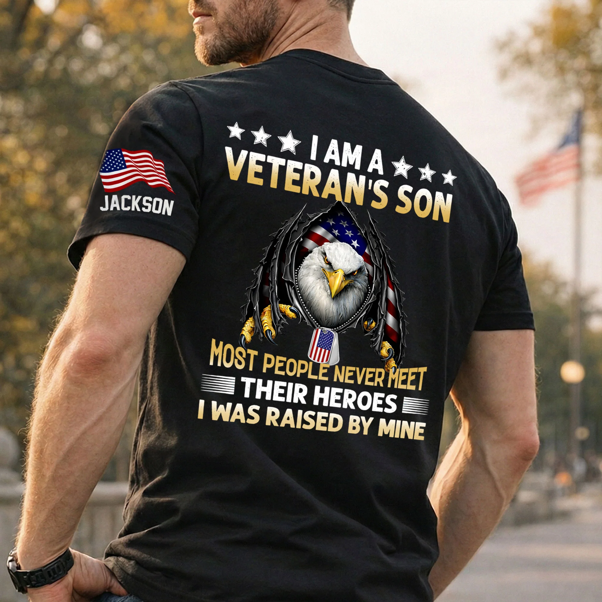I Am A Veteran’s Son - Personalized Back Printed Shirt - Image 5