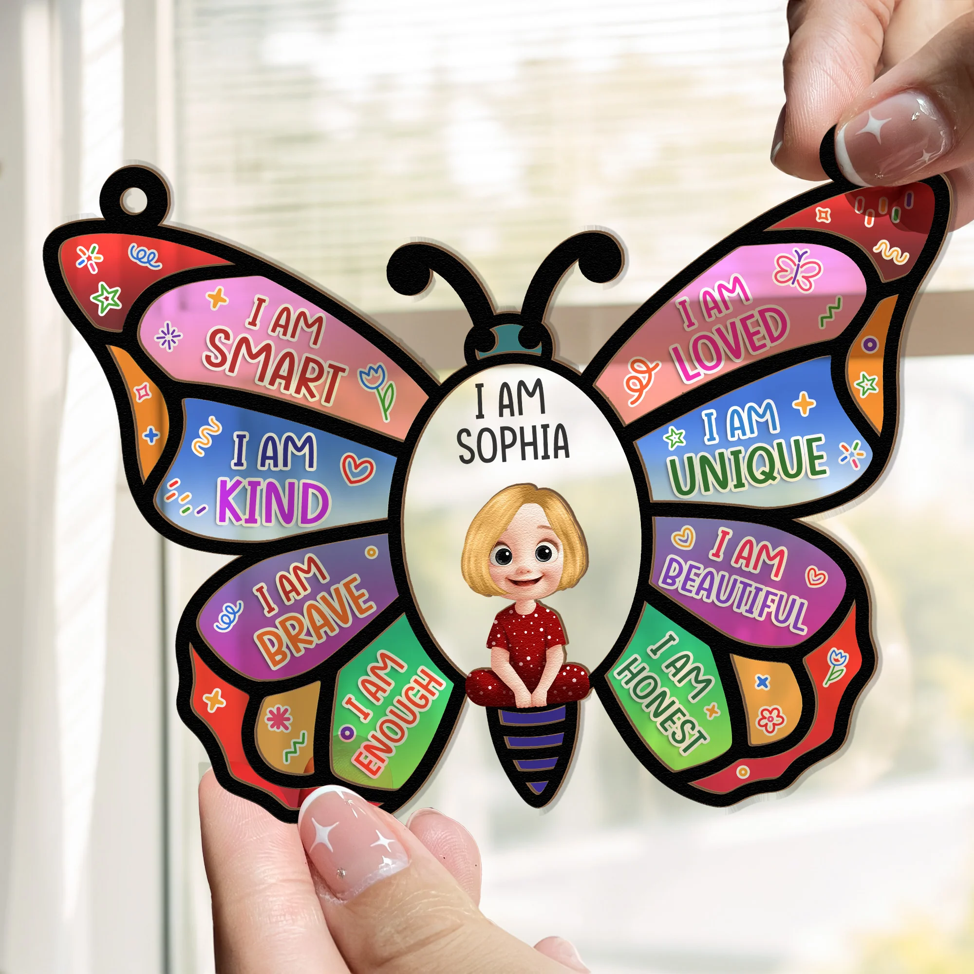 I Am Affirmation - Personalized Window Hanging Suncatcher - Image 2
