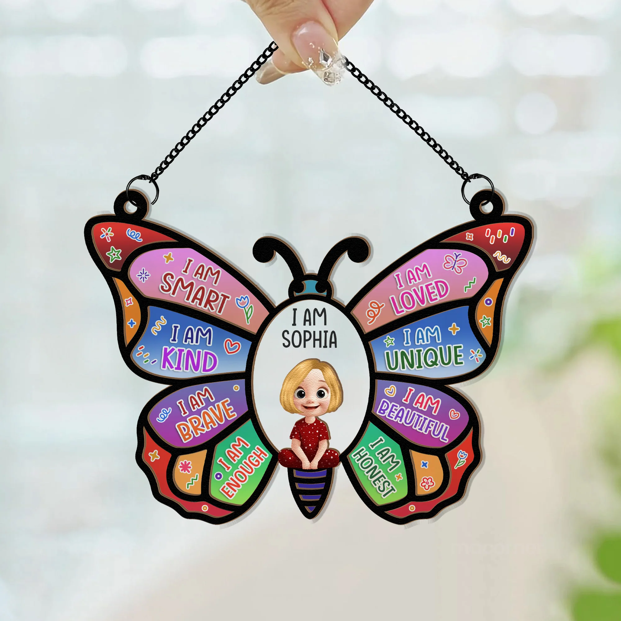 I Am Affirmation - Personalized Window Hanging Suncatcher - Image 3