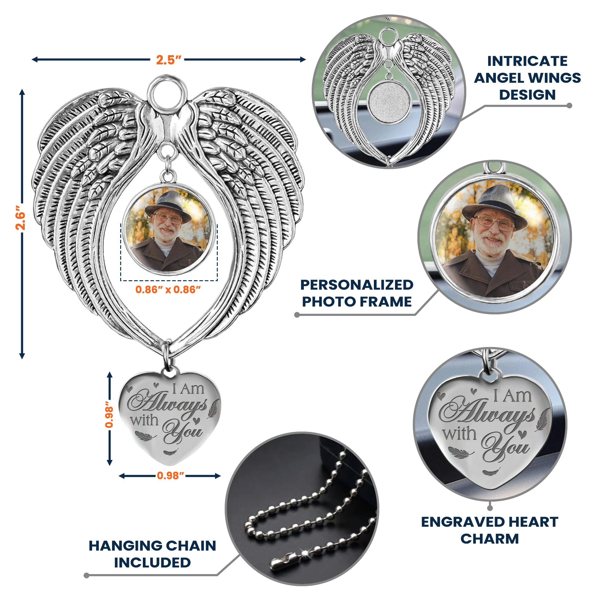 I Am Always With You - Custom Angel Wings Photo Ornament - Image 7