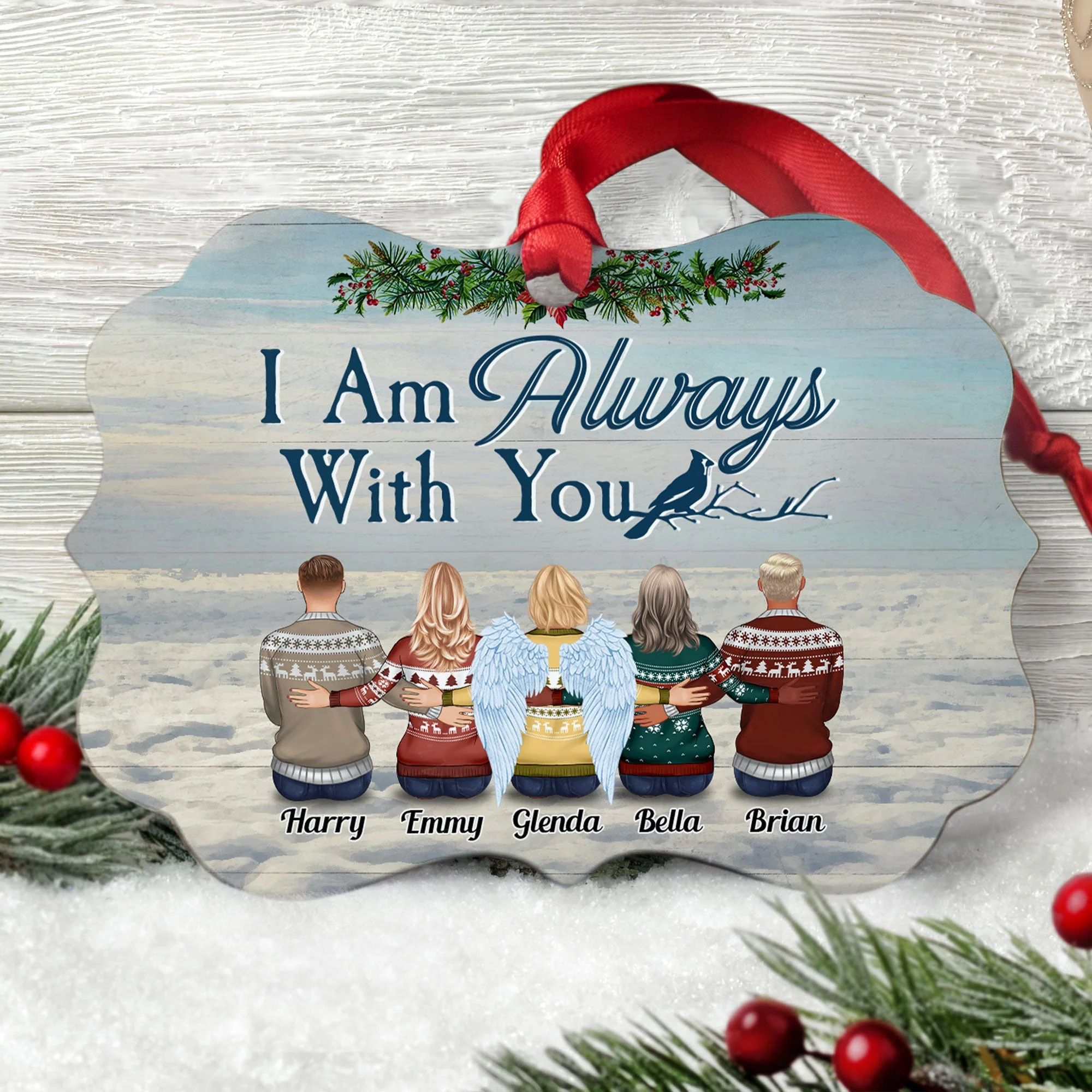 I Am Always With You Heaven - Personalized Aluminum/Wooden Ornament - Image 2