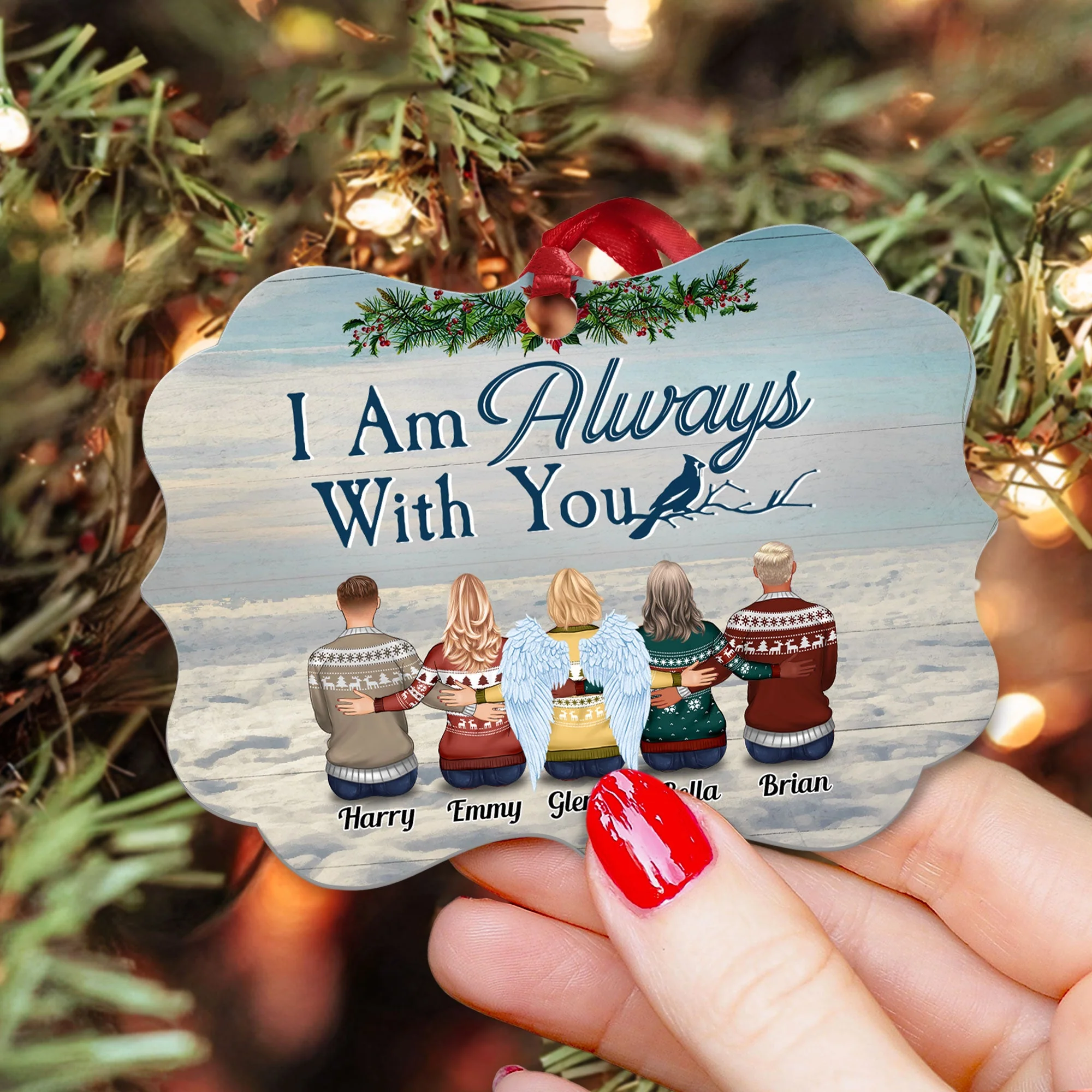 I Am Always With You Heaven - Personalized Aluminum/Wooden Ornament - Image 3