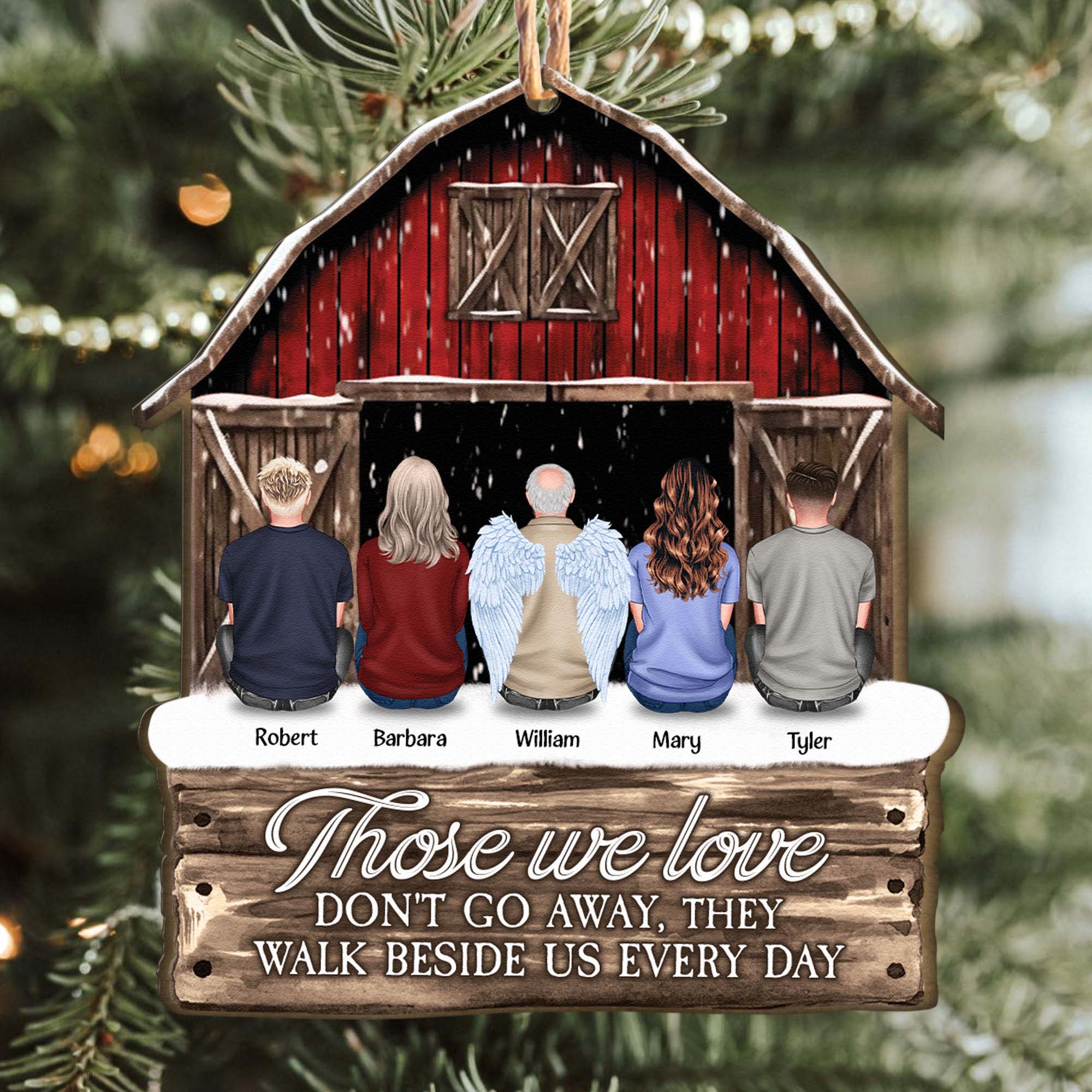 I Am Always With You Memorial Red Barn - Personalized Wooden Ornament - Vintage Ornament - Image 2
