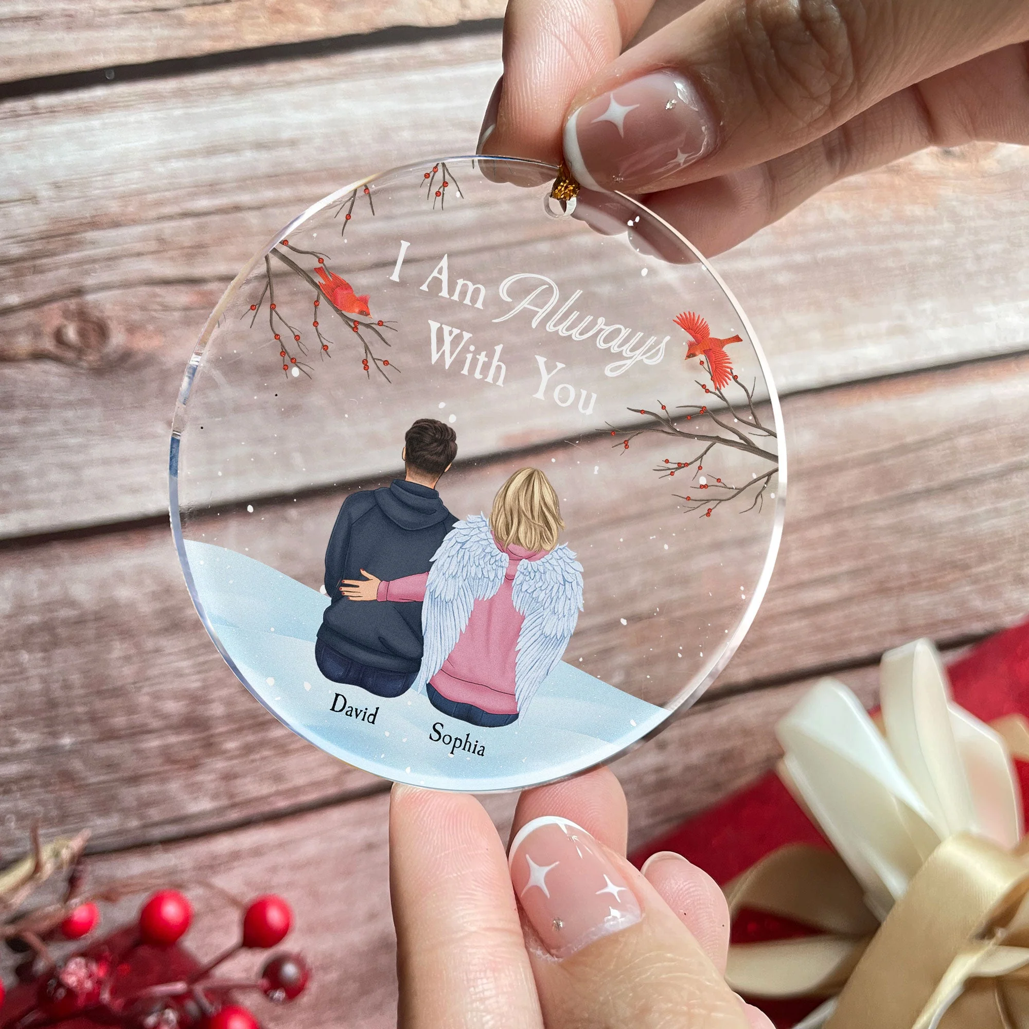 I Am Always With You - Personalized Circle Acrylic Ornament - Image 2