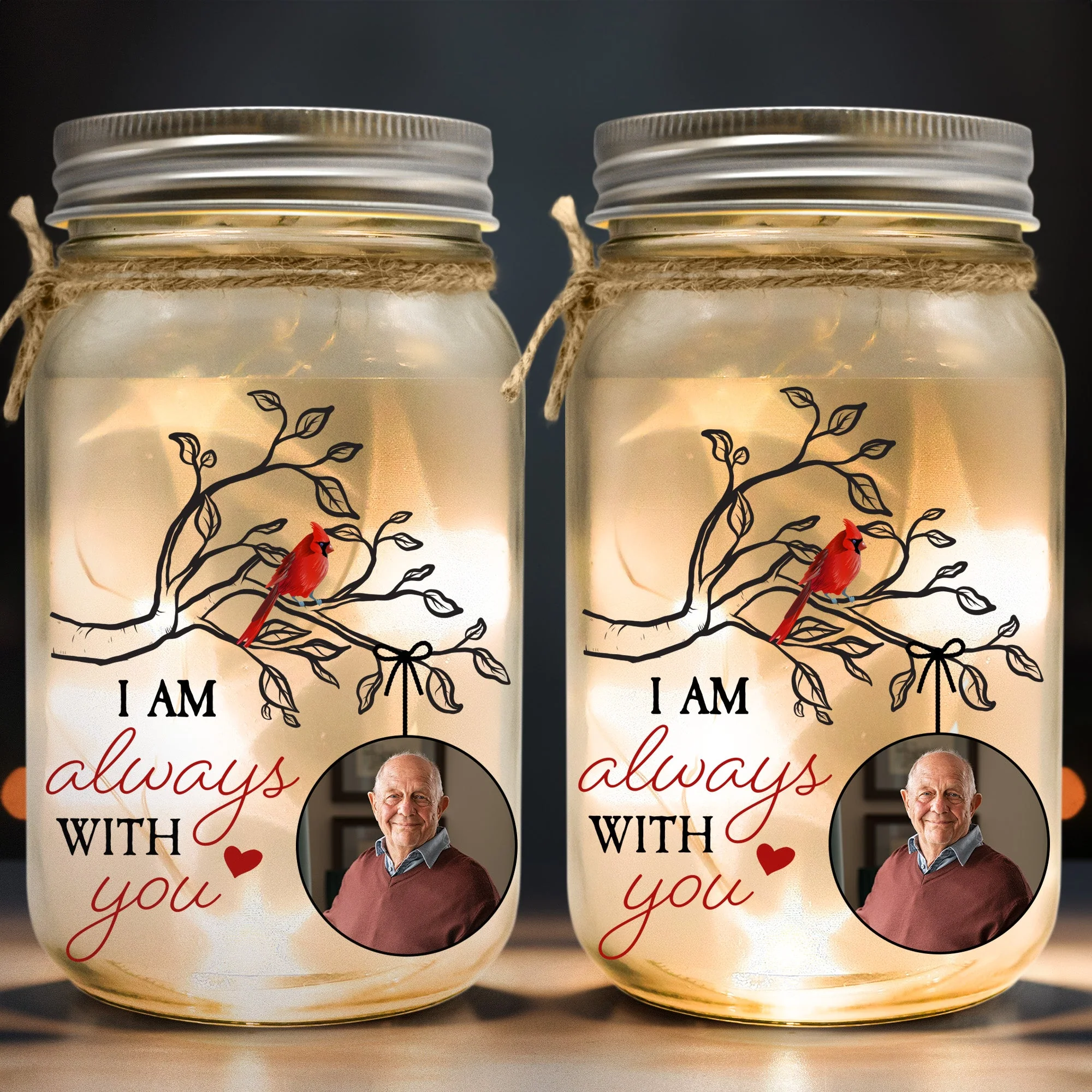 I Am Always With You - Personalized Mason Jar Photo Light - Image 2