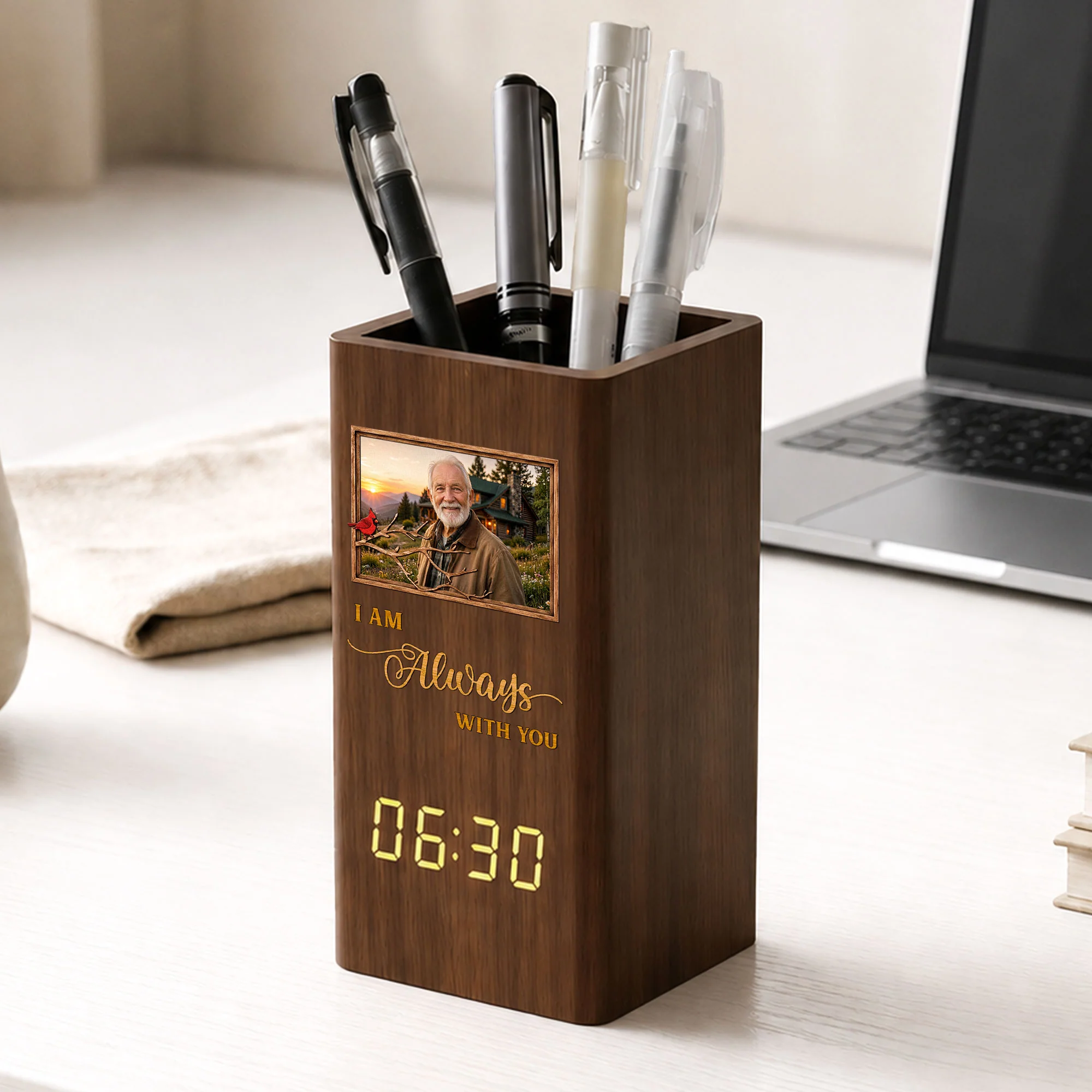 I Am Always With You - Personalized Pen Holder With Clock - Image 2