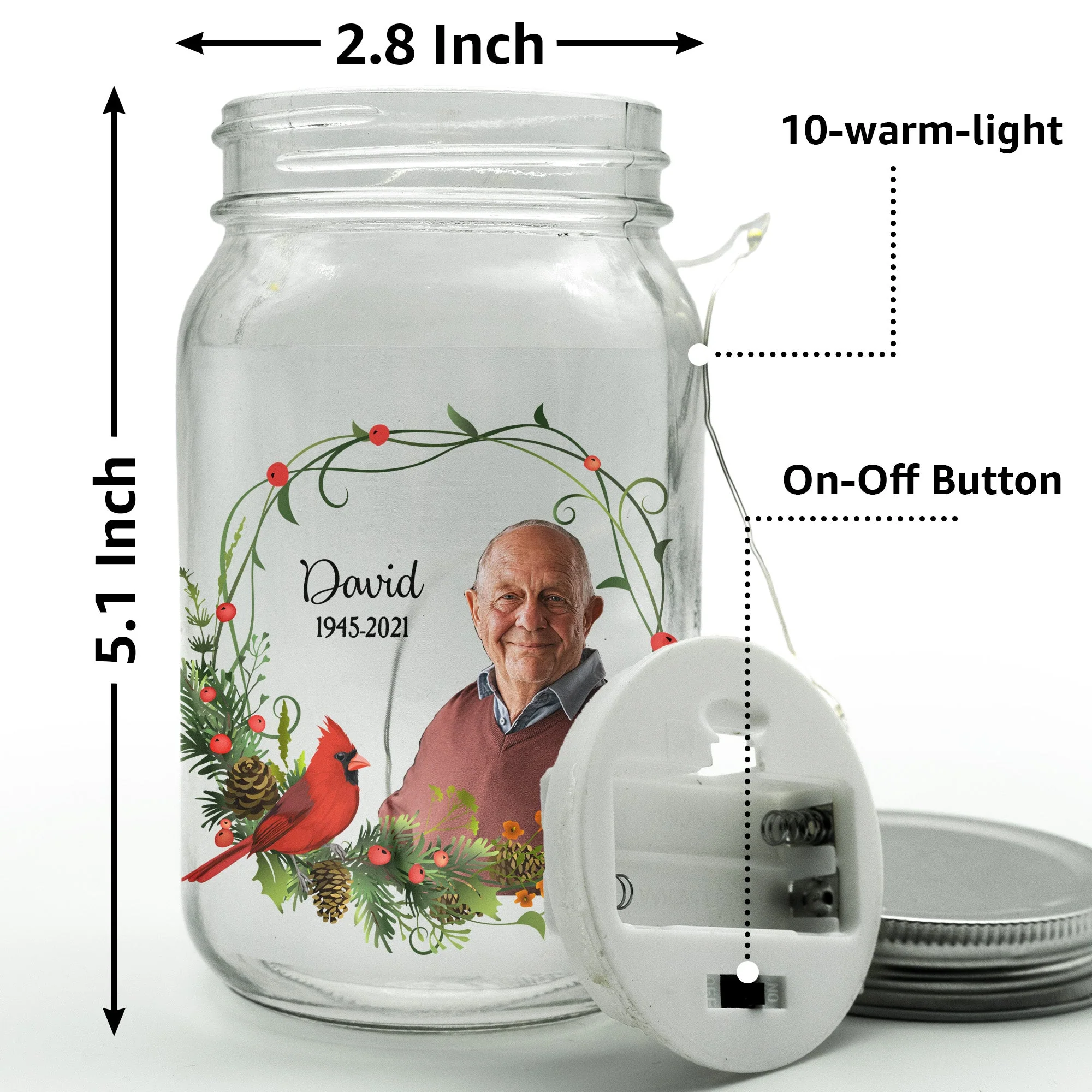I Am Always With You - Personalized Photo Mason Jar Light - Image 4