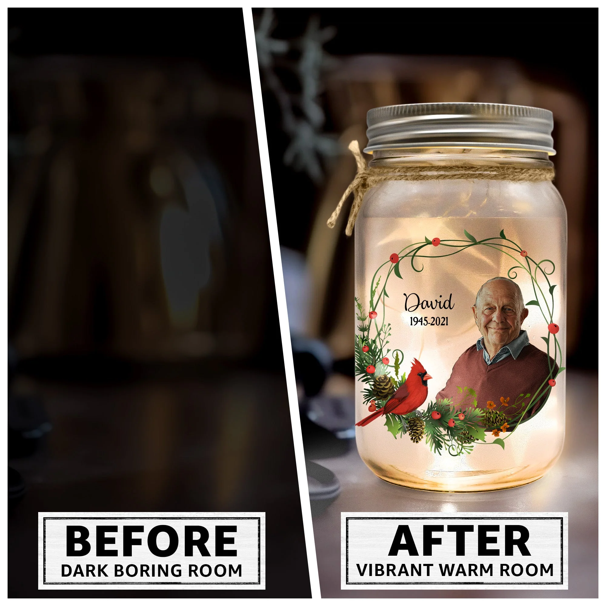 I Am Always With You - Personalized Photo Mason Jar Light - Image 5