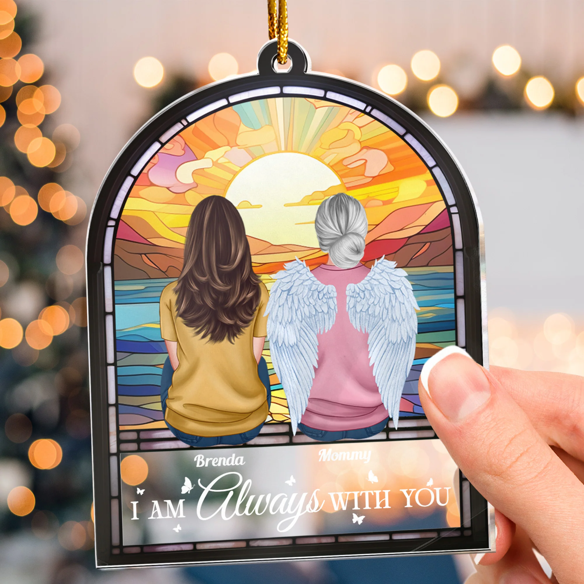 I Am Always With You Stained Glass Style - Personalized Acrylic Ornament - Image 3