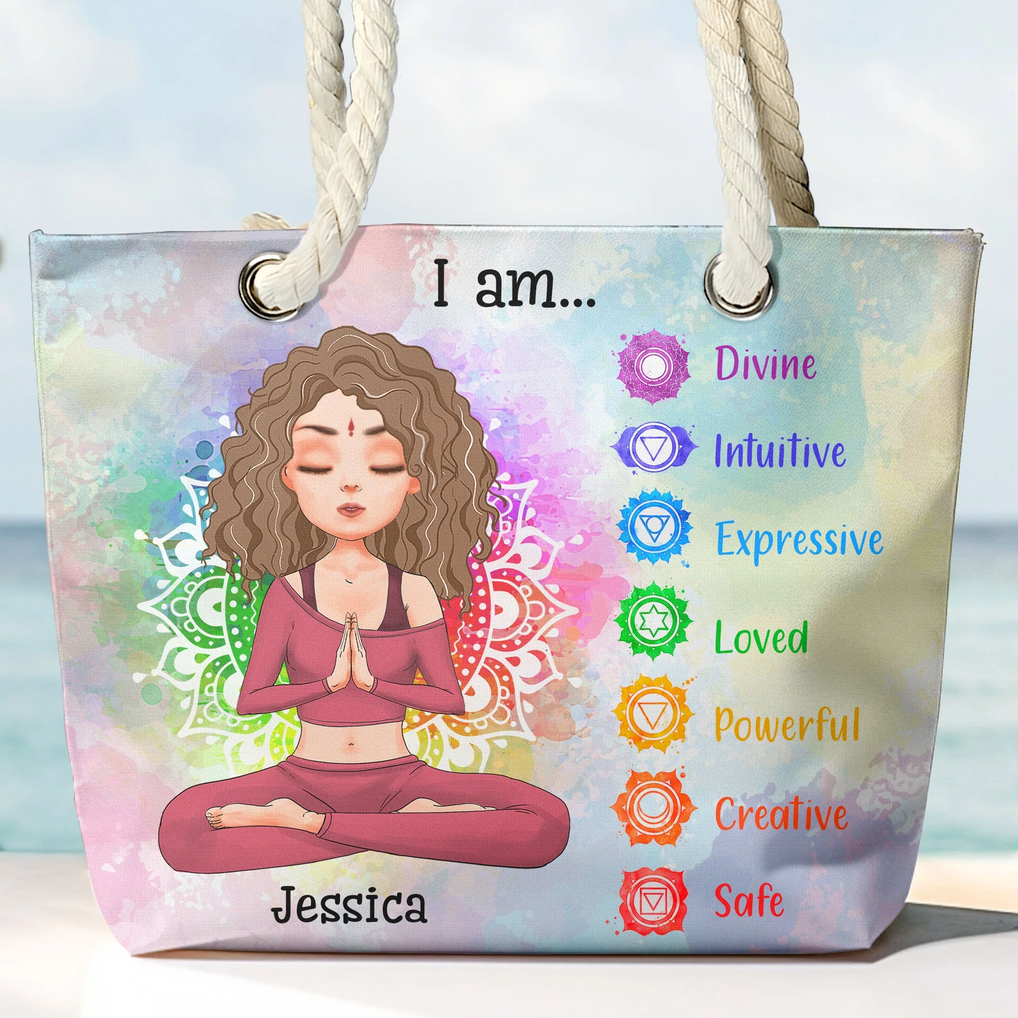 I Am Divine, Intuitive, Expressive... - Personalized Beach Bag - Image 2