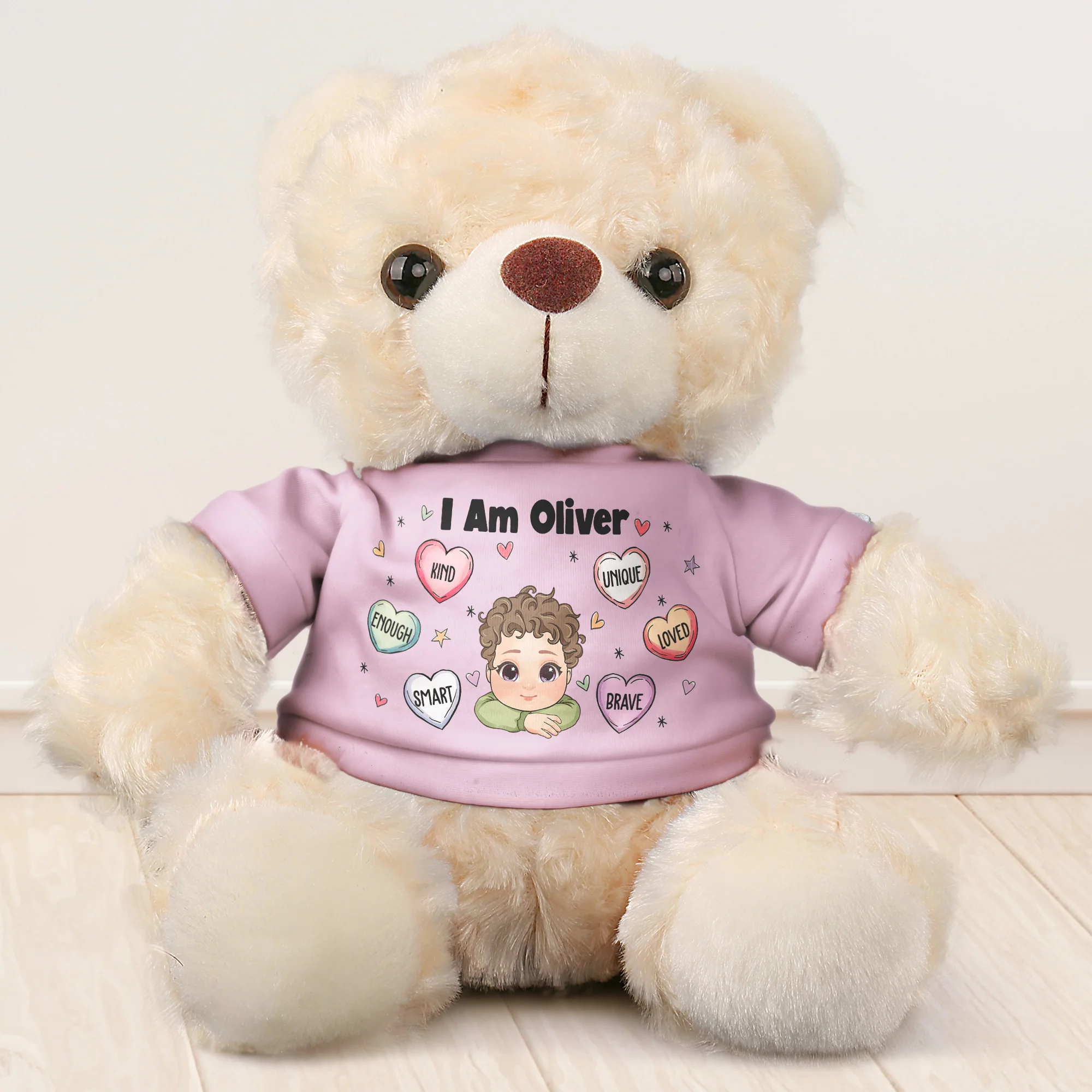 I Am - Kid Affirmations - For Son, Daughter - Teddy Bear With Personalized Shirt - Image 2