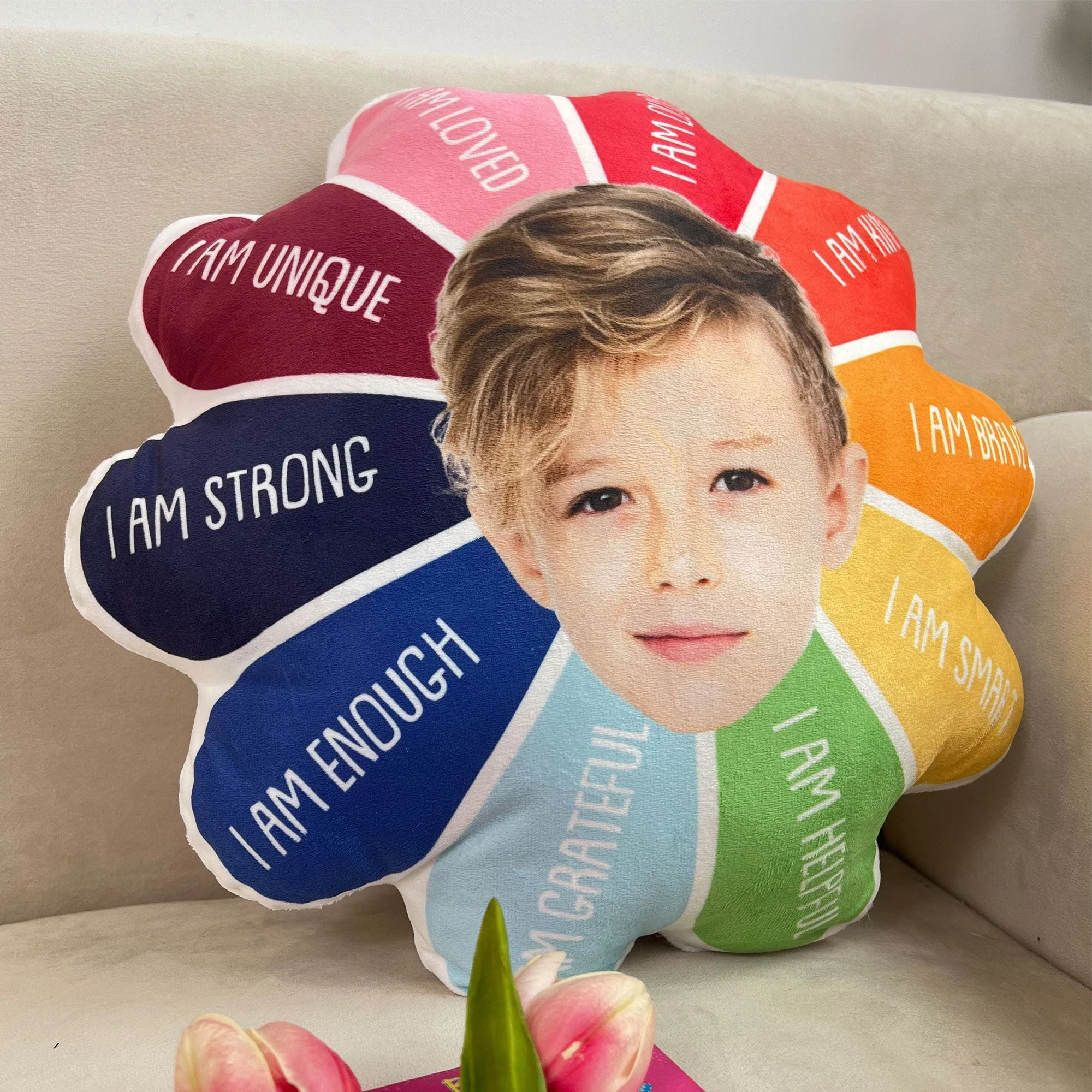 I Am Kind I Am Smart I Am Grateful - Personalized Photo Custom Shaped Pillow - Image 4