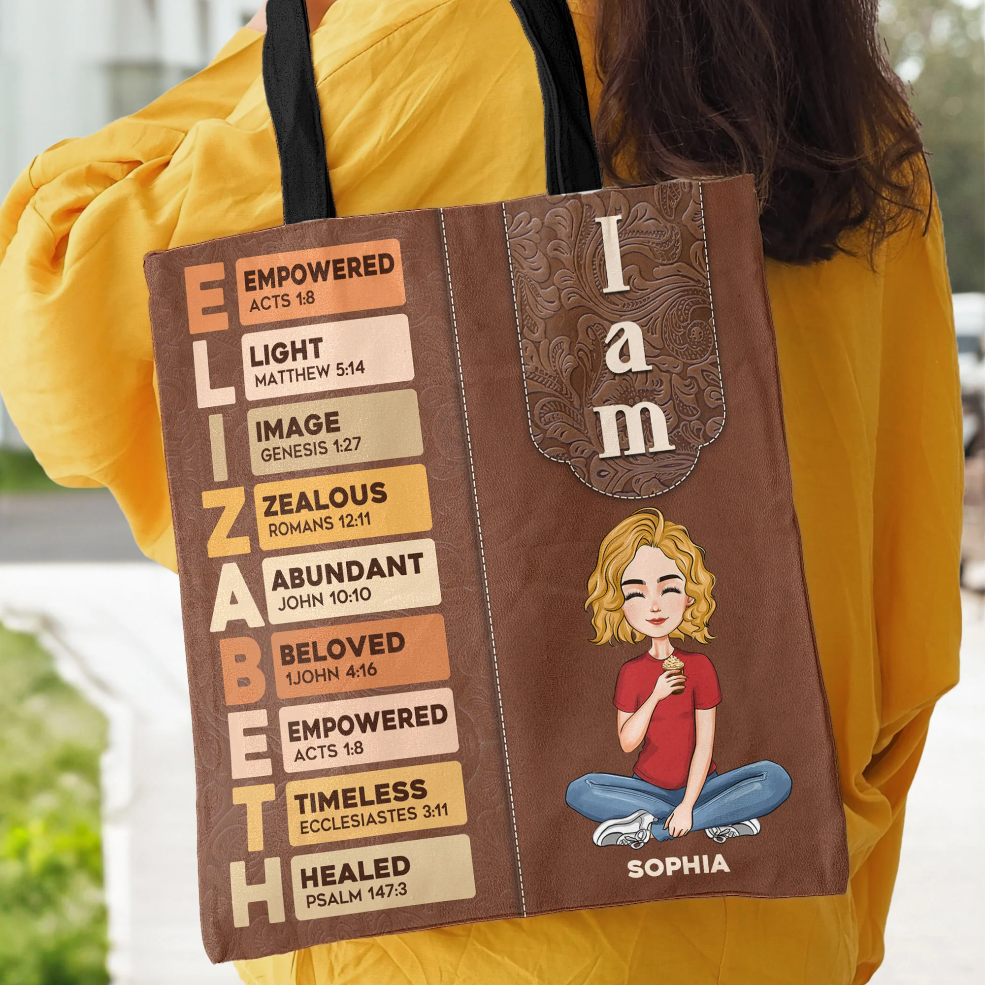 I Am Name Letter - Personalized Tote Bag - Image 4