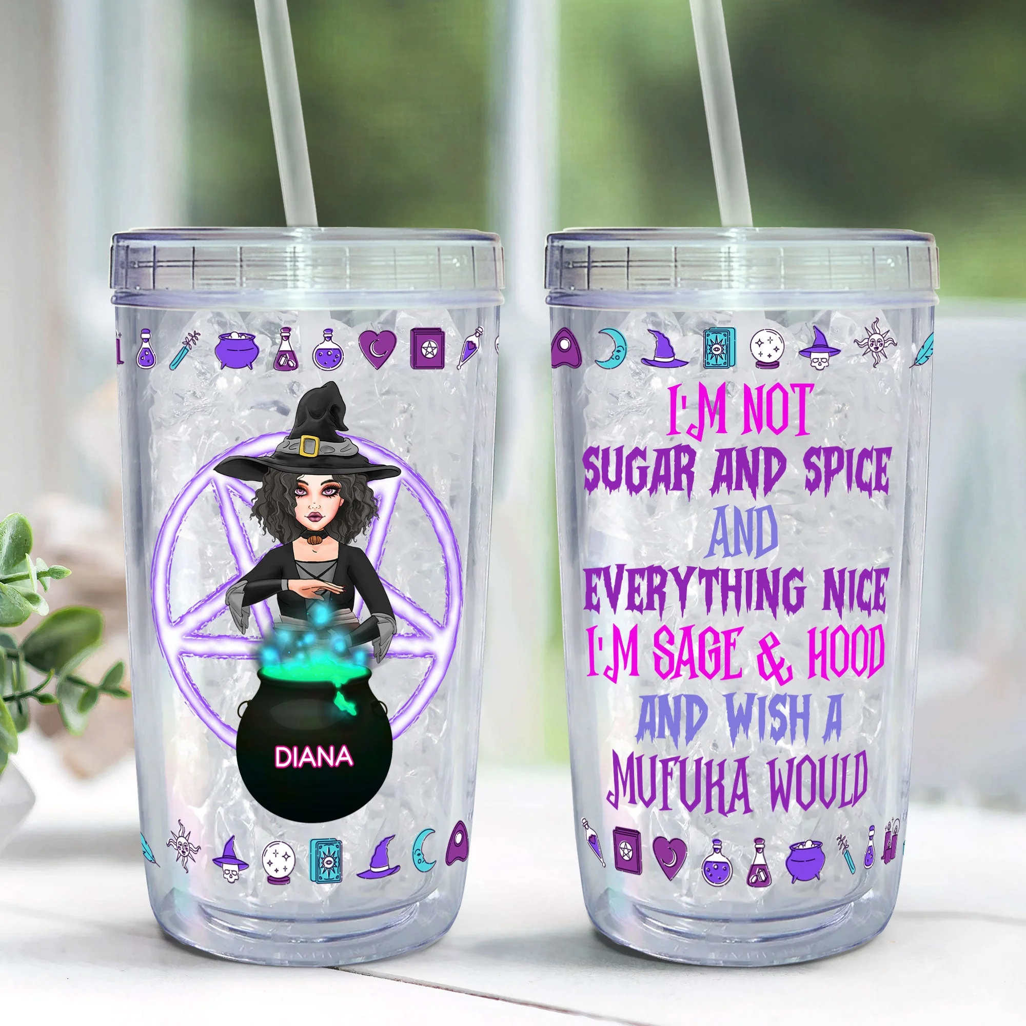 I Am Not Sugar And Spice - Personalized Acrylic Tumbler With Straw - Image 3
