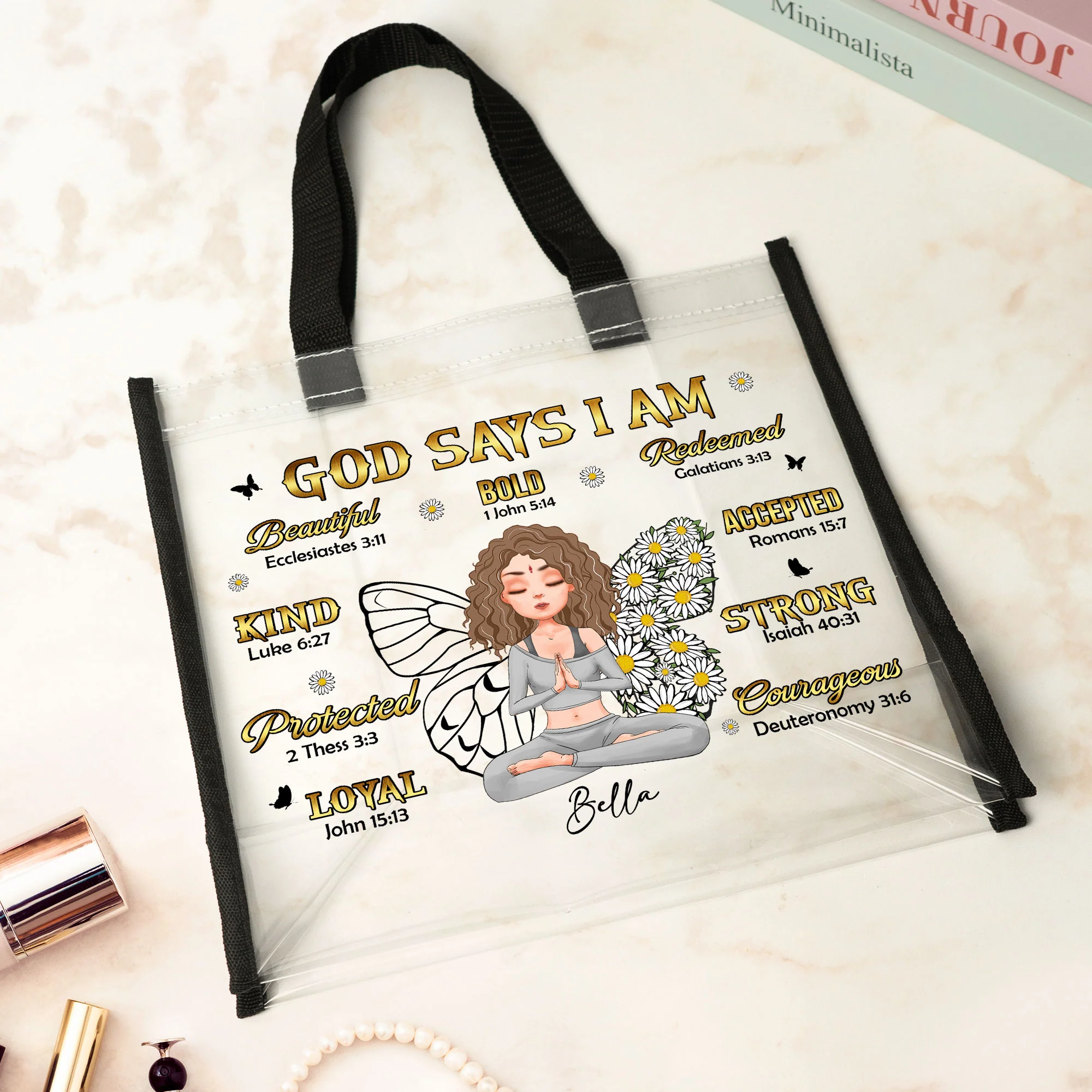 I Am Redeemed & Strong - Custom Clear Tote Bag - Image 6