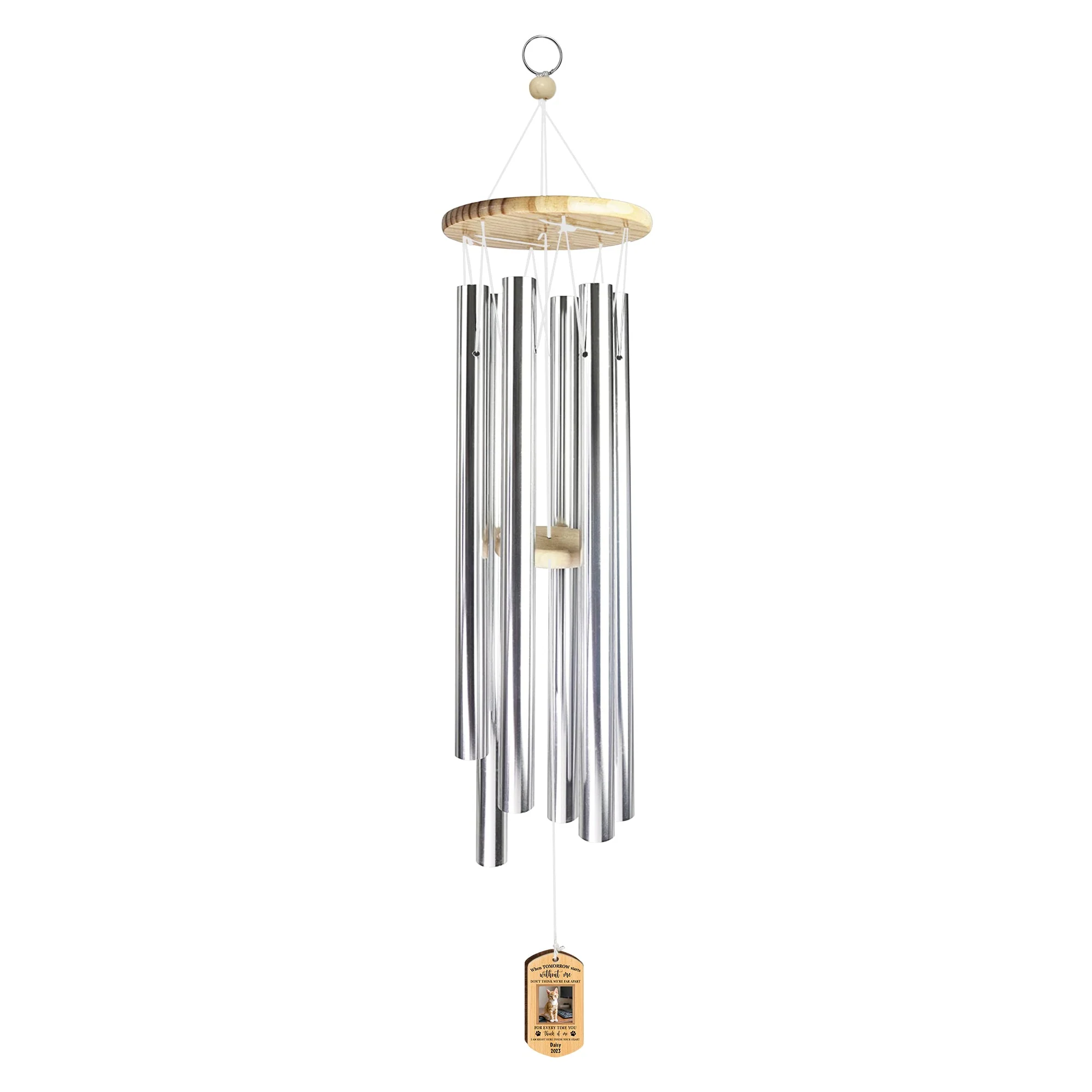 I Am Right Here Inside Your Heart Memorial Cat - Personalized Photo Wind Chimes - Image 3