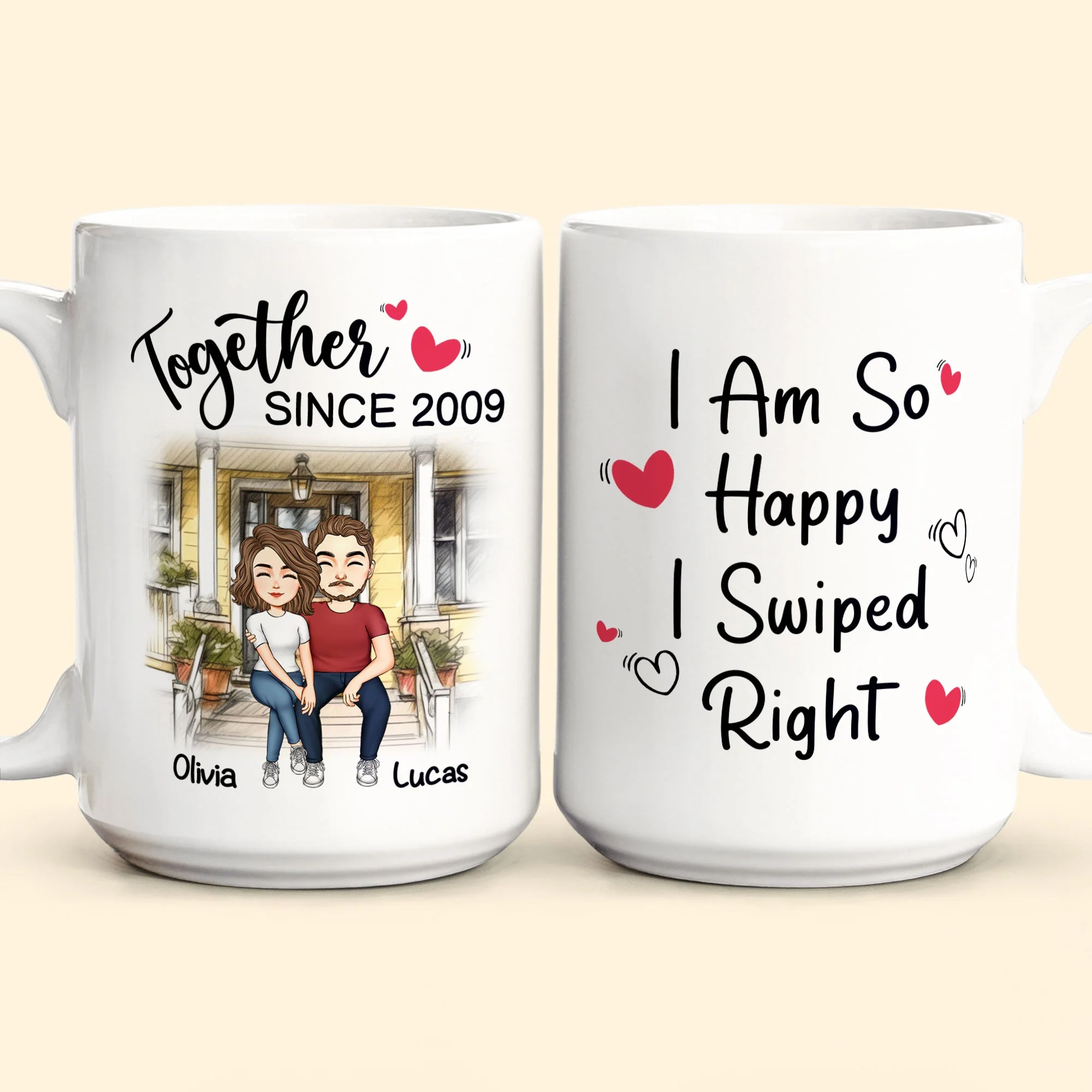 I Am So Happy I Swiped Right Couples - Personalized Mug - Image 2