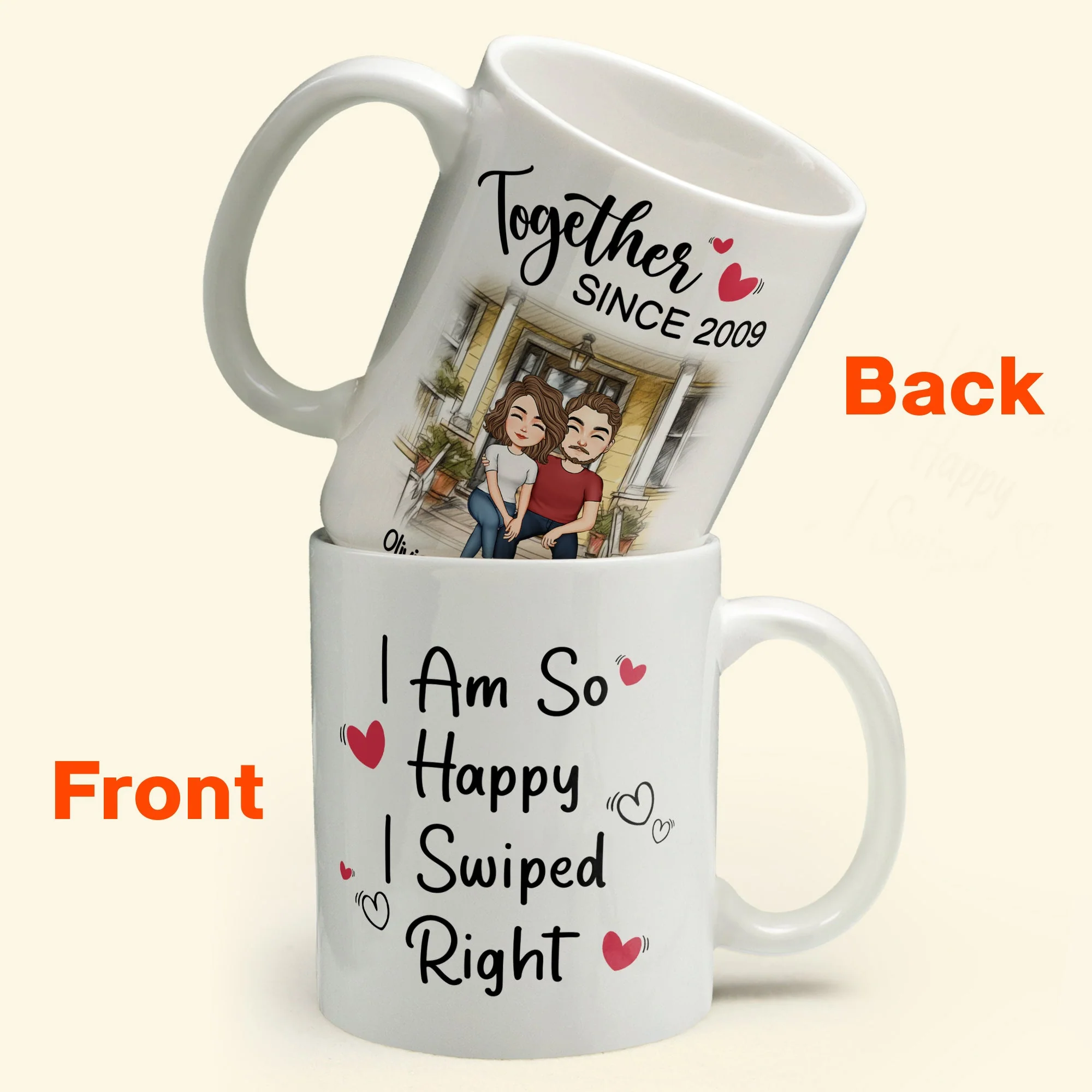 I Am So Happy I Swiped Right Couples - Personalized Mug - Image 3