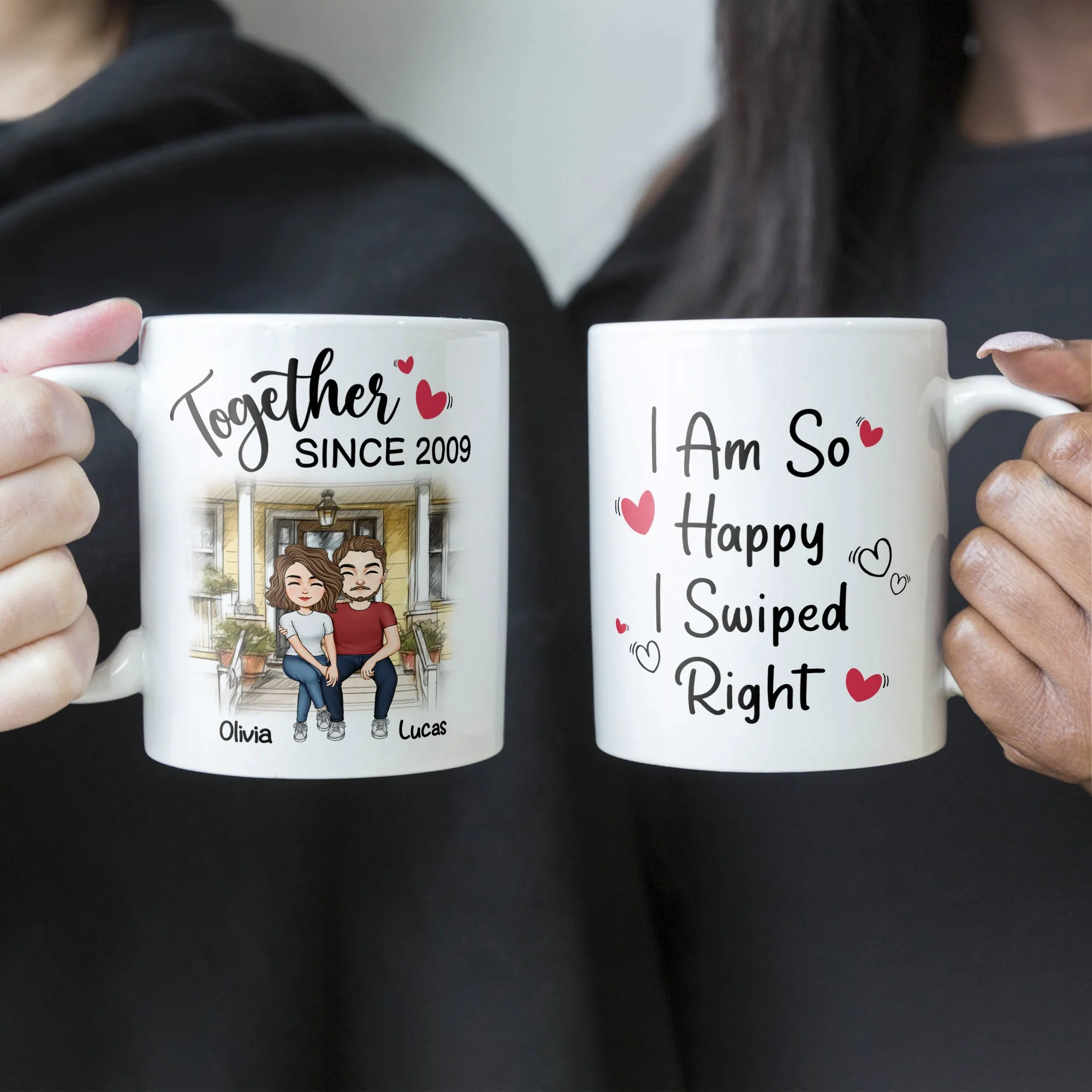 I Am So Happy I Swiped Right Couples - Personalized Mug - Image 5