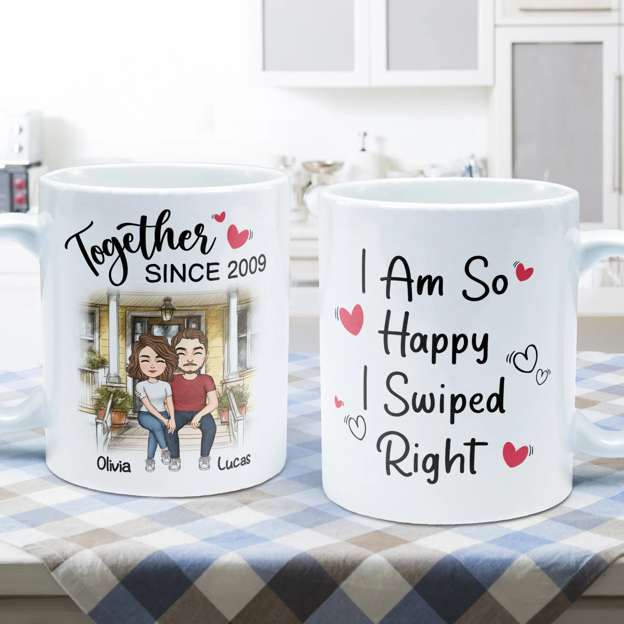 I Am So Happy I Swiped Right Couples - Personalized Mug - Image 6