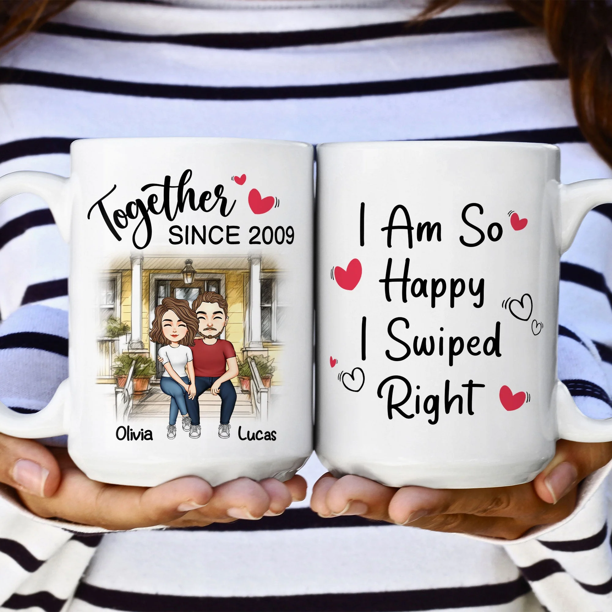 I Am So Happy I Swiped Right Couples - Personalized Mug - Image 7