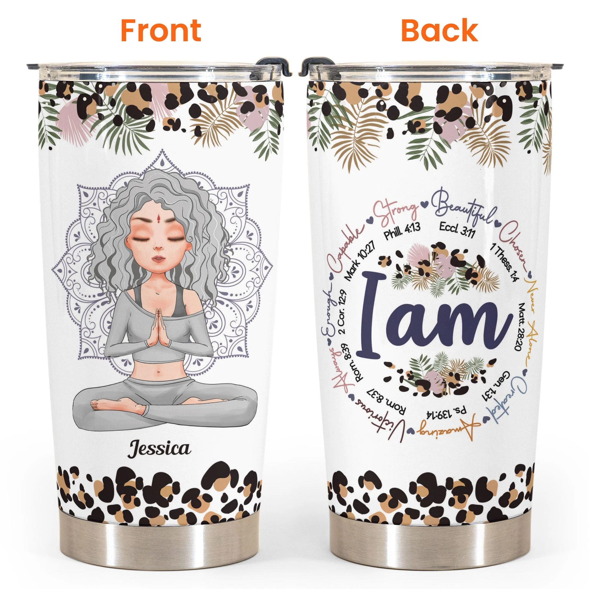 I Am Strong Beautiful - Ver 2 - Personalized Tumbler Cup - Gift For Yoga Lover - Image 5