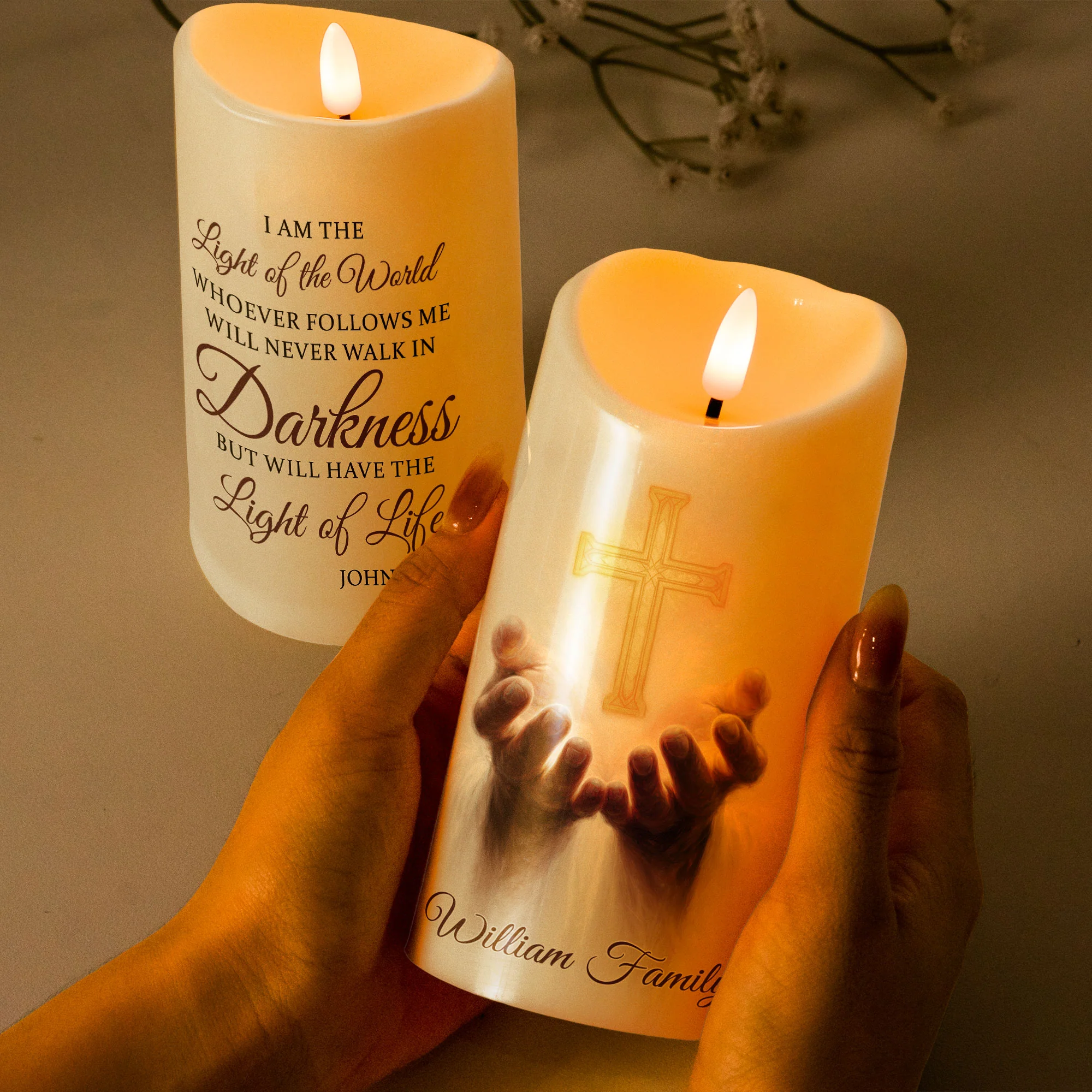 I Am The Light Of The World - Personalized LED Candle - Image 3