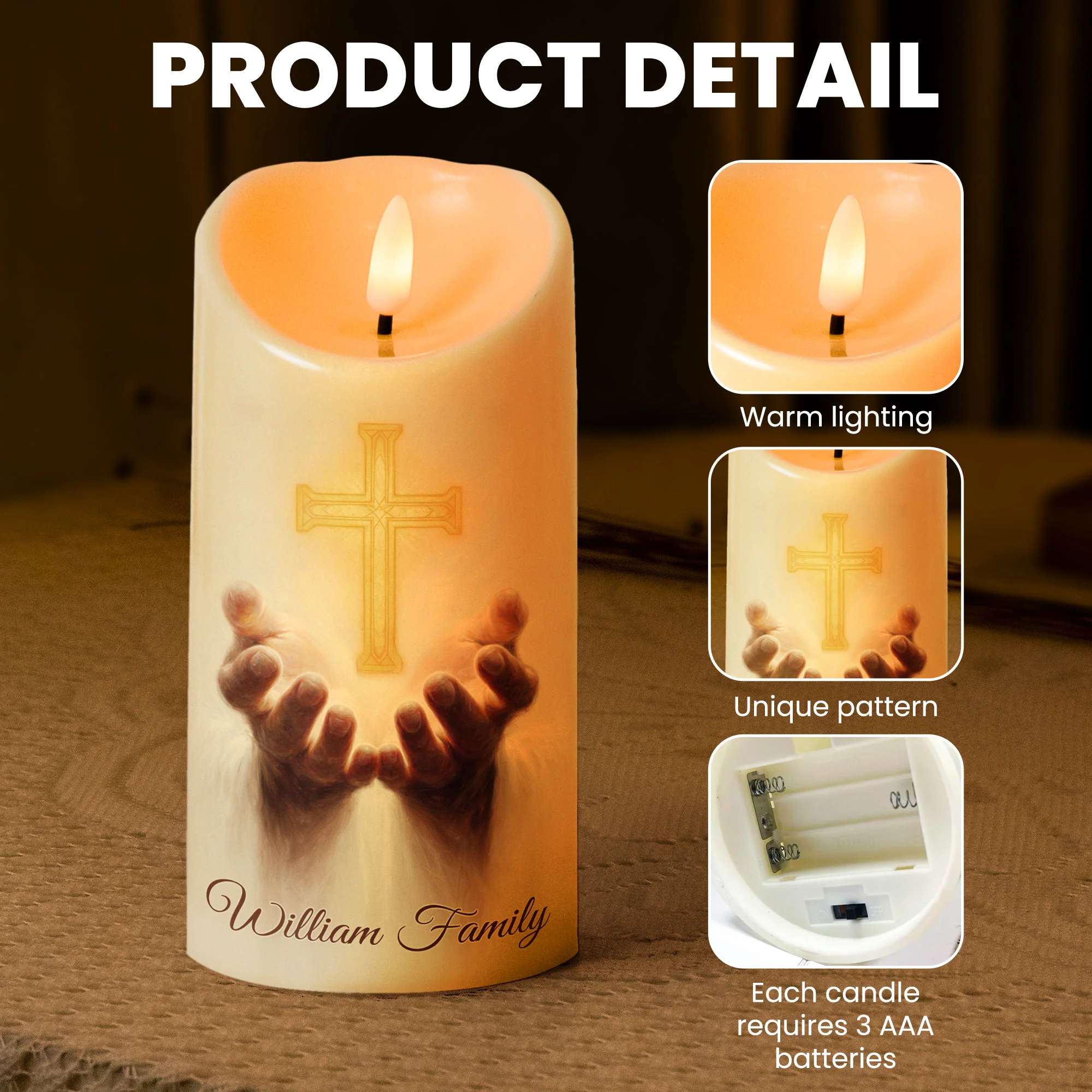 I Am The Light Of The World - Personalized LED Candle - Image 5