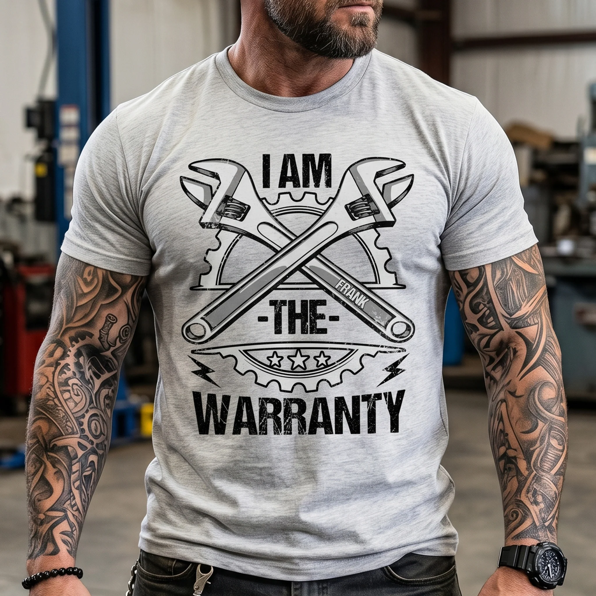 I Am The Warranty - Funny Gifts For Dad Grandpa Papa Garage Mechanic - Personalized Shirt - Image 2