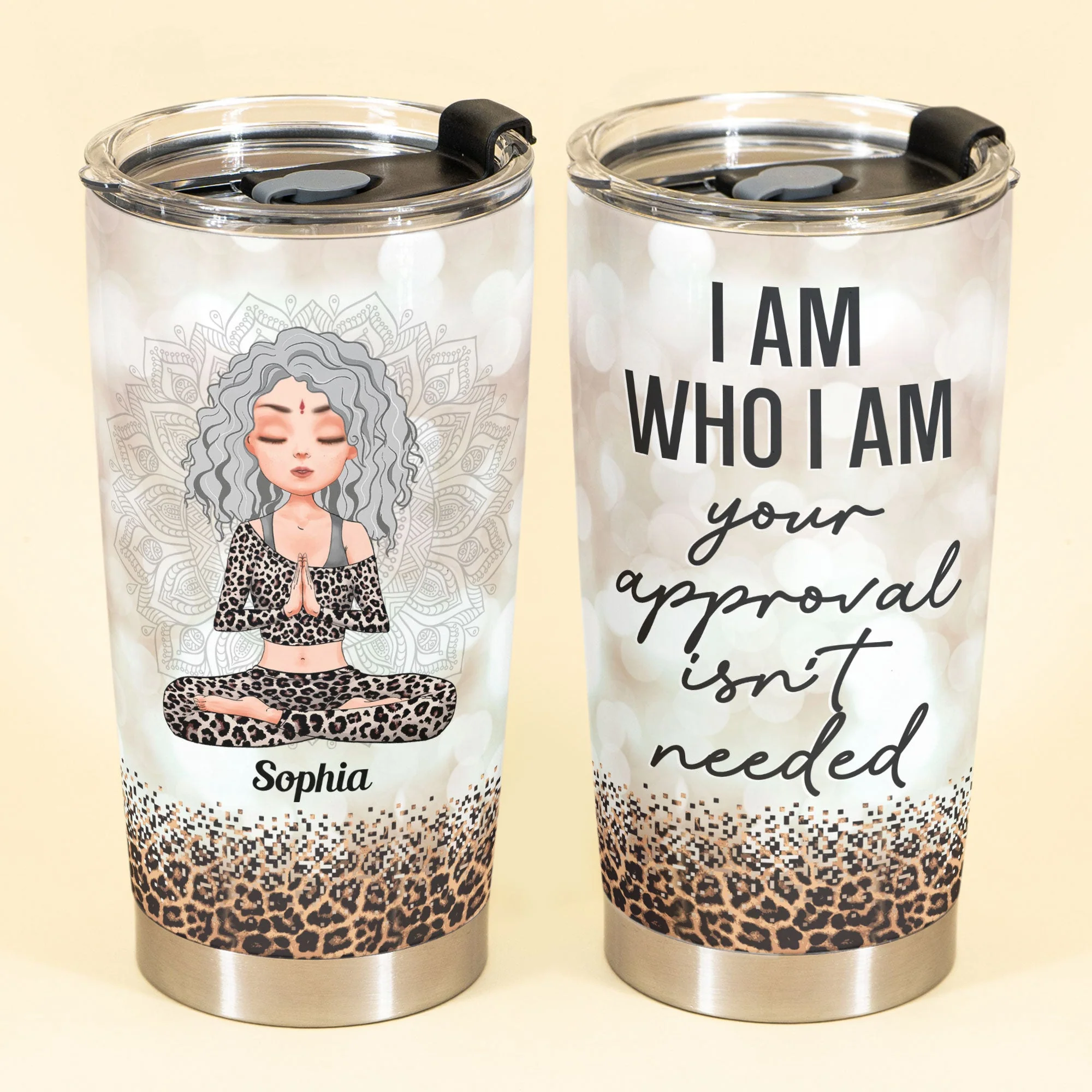 I Am Who I Am Your Approval Isn't Needed - Personalized Tumbler Cup - Birthday Gift For Girls, Yoga Lovers, Yoga Instructors - Image 2