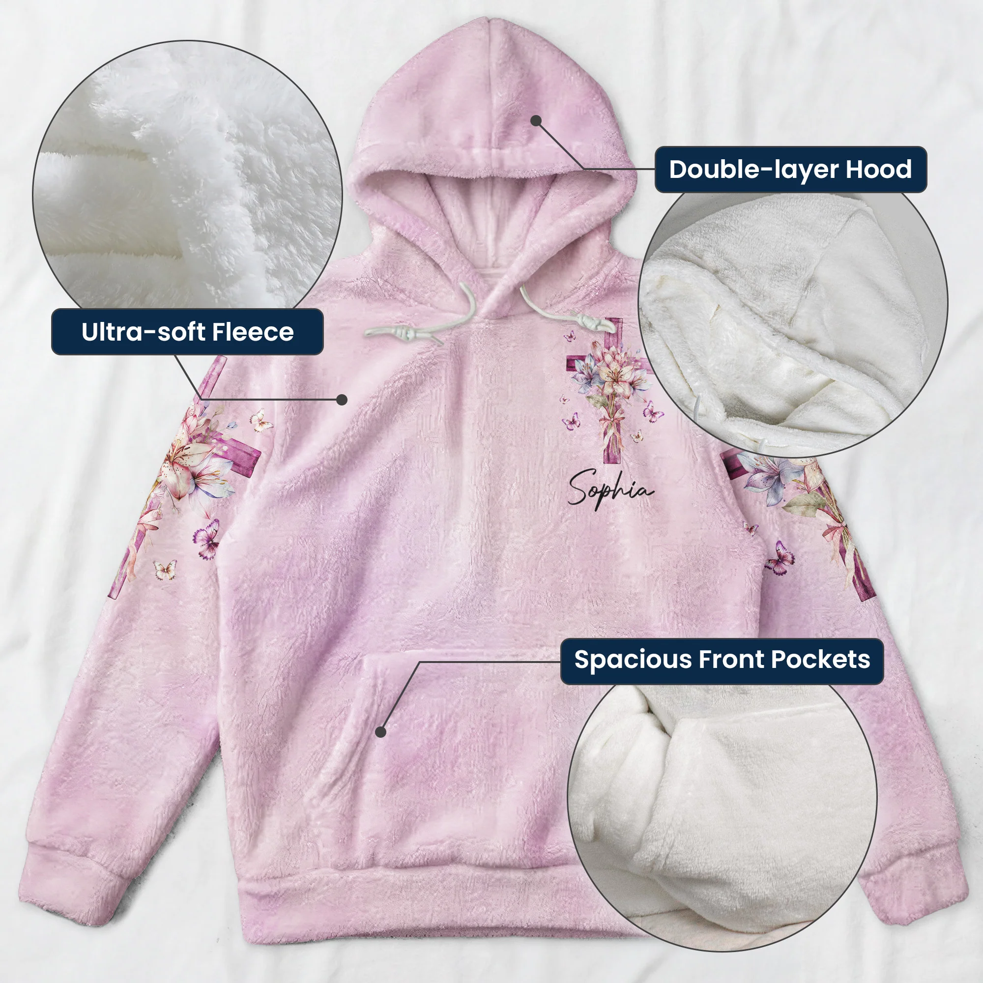 I Believe In God And The Power Of Prayer - Personalized Fleece Hoodie - Image 6