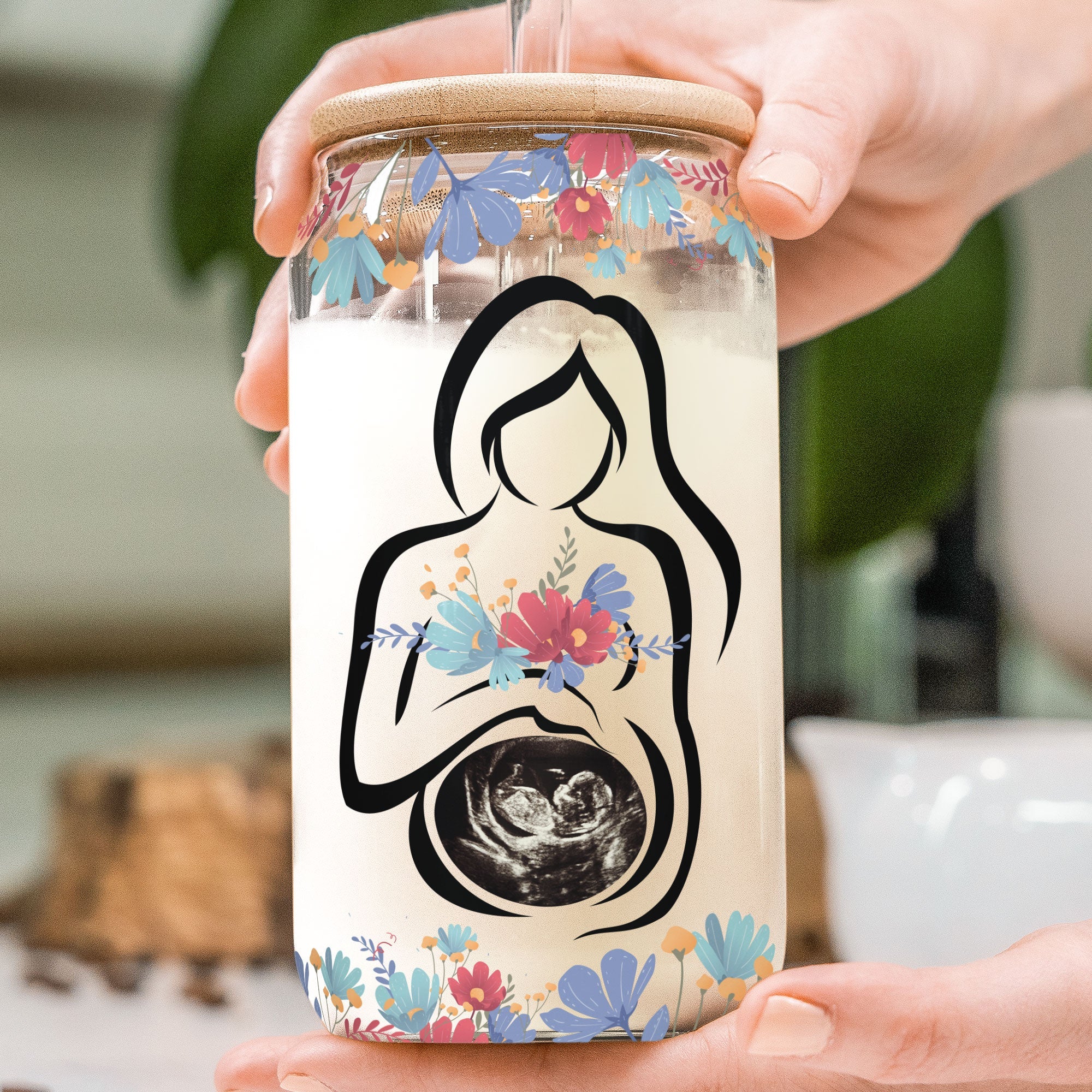 I Can't Wait To Meet You Mommy - Personalized Photo Clear Glass Cup - Image 2