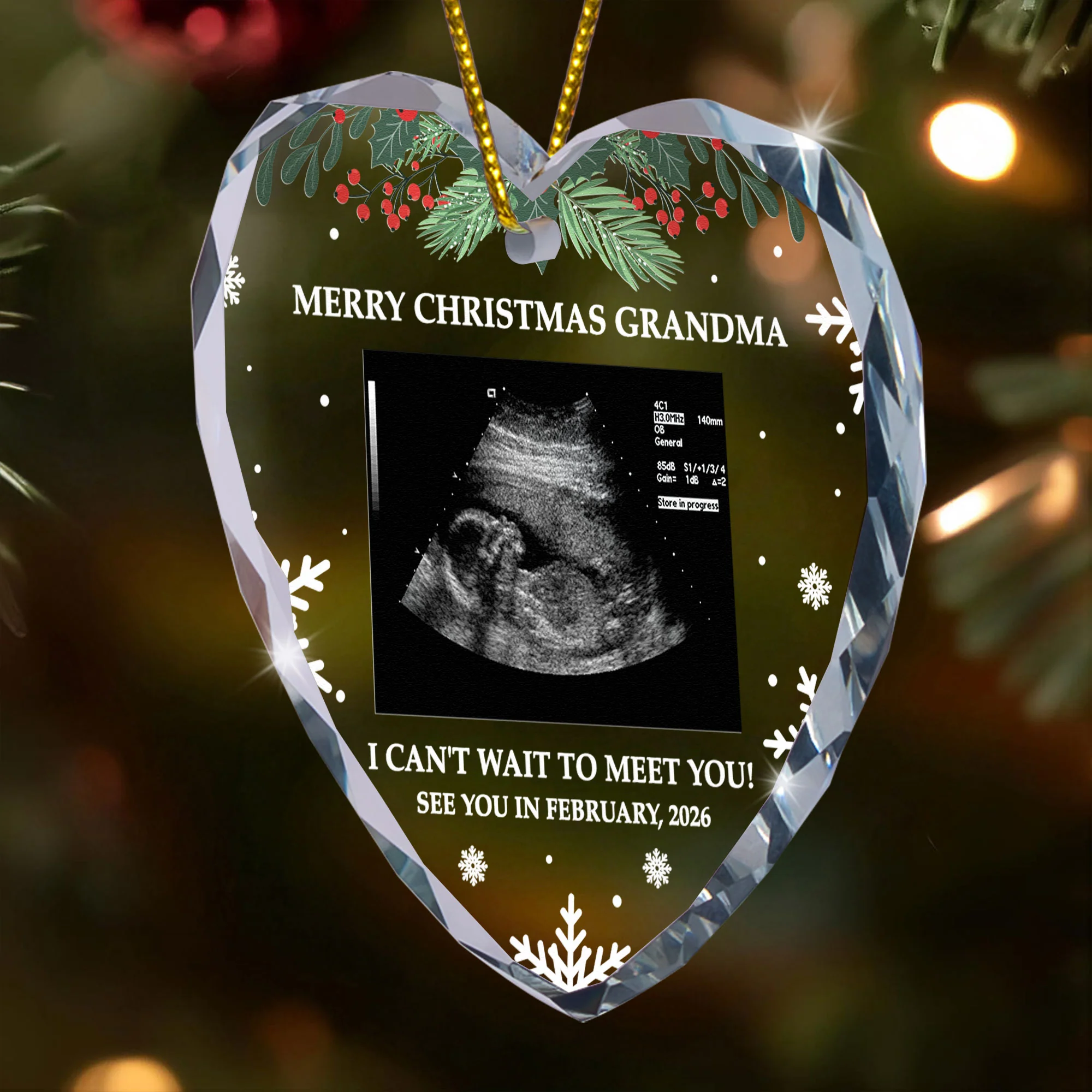 I Can't Wait To Meet You! - Personalized Heart Glass Photo Ornament - Image 7