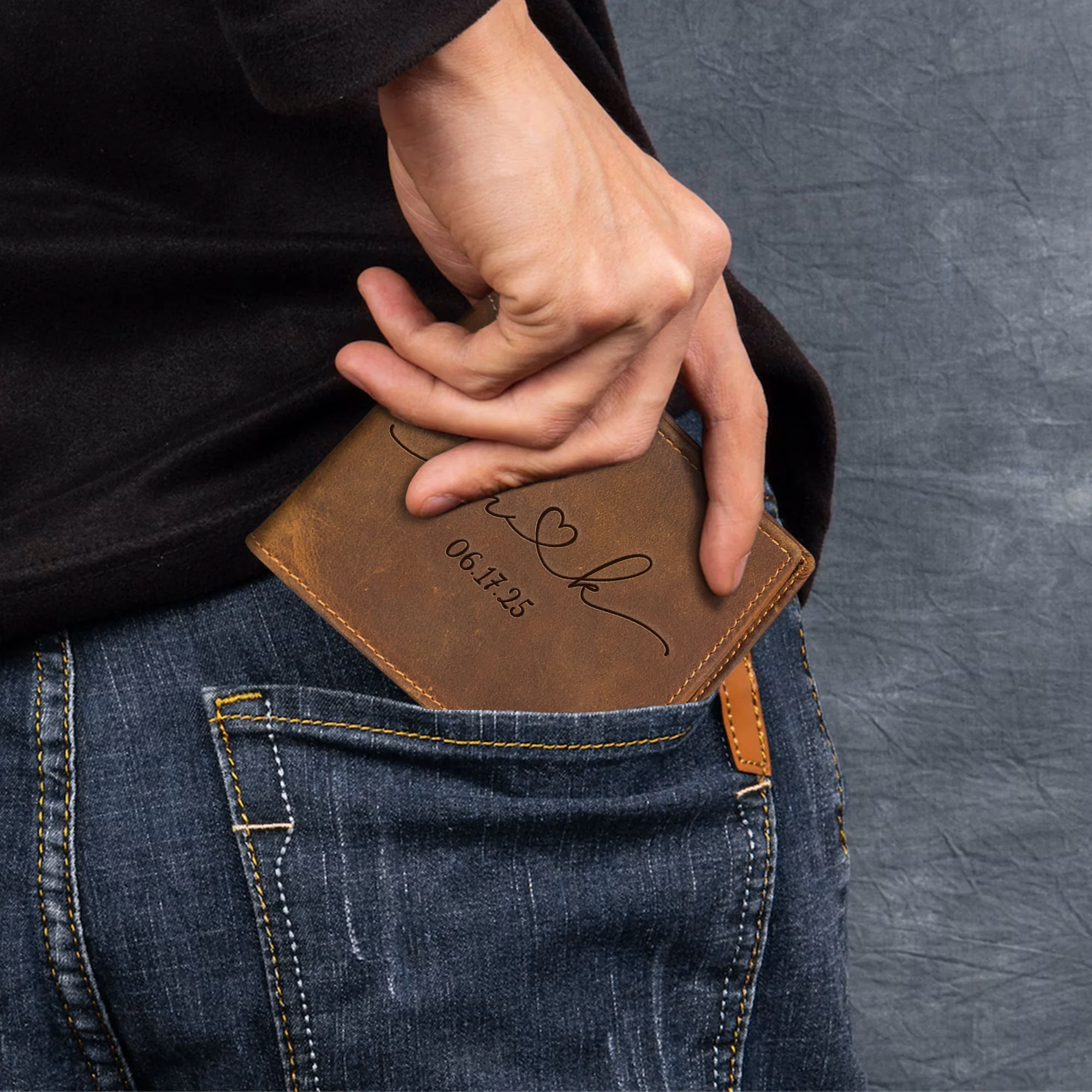 I Choose You - Gifts For Husband, Boyfriend, Couples - Personalized Leather Wallet - Image 3