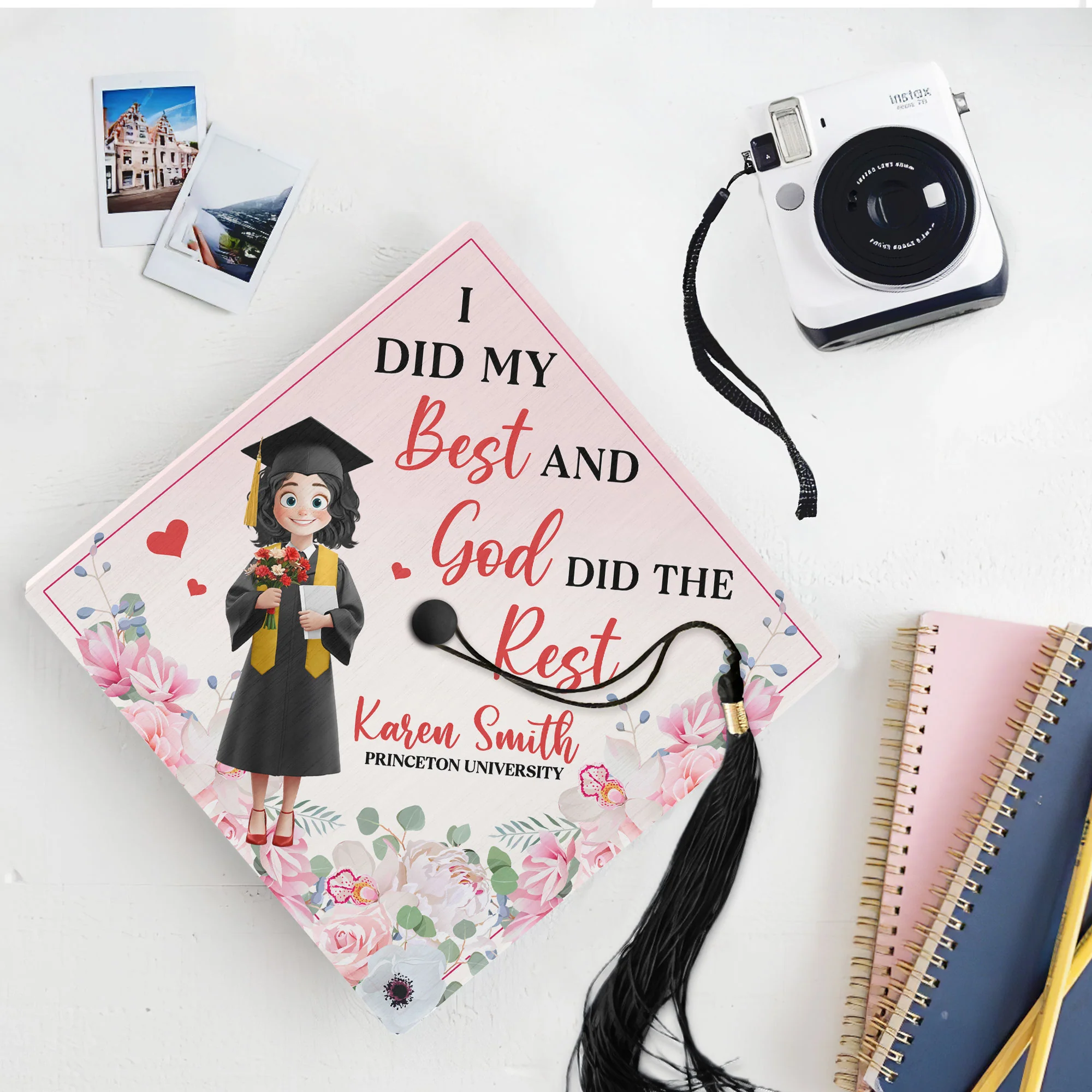 I Did My Best And God Did The Rest - Personalized Graduation Cap Topper - Image 2