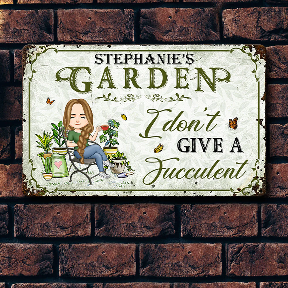 I Don't Give A Fucculent - Personalized Metal Sign - Image 2