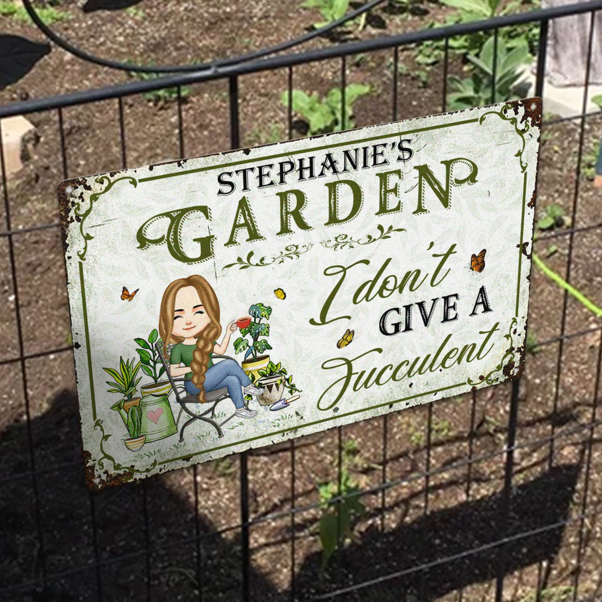 I Don't Give A Fucculent - Personalized Metal Sign - Image 4