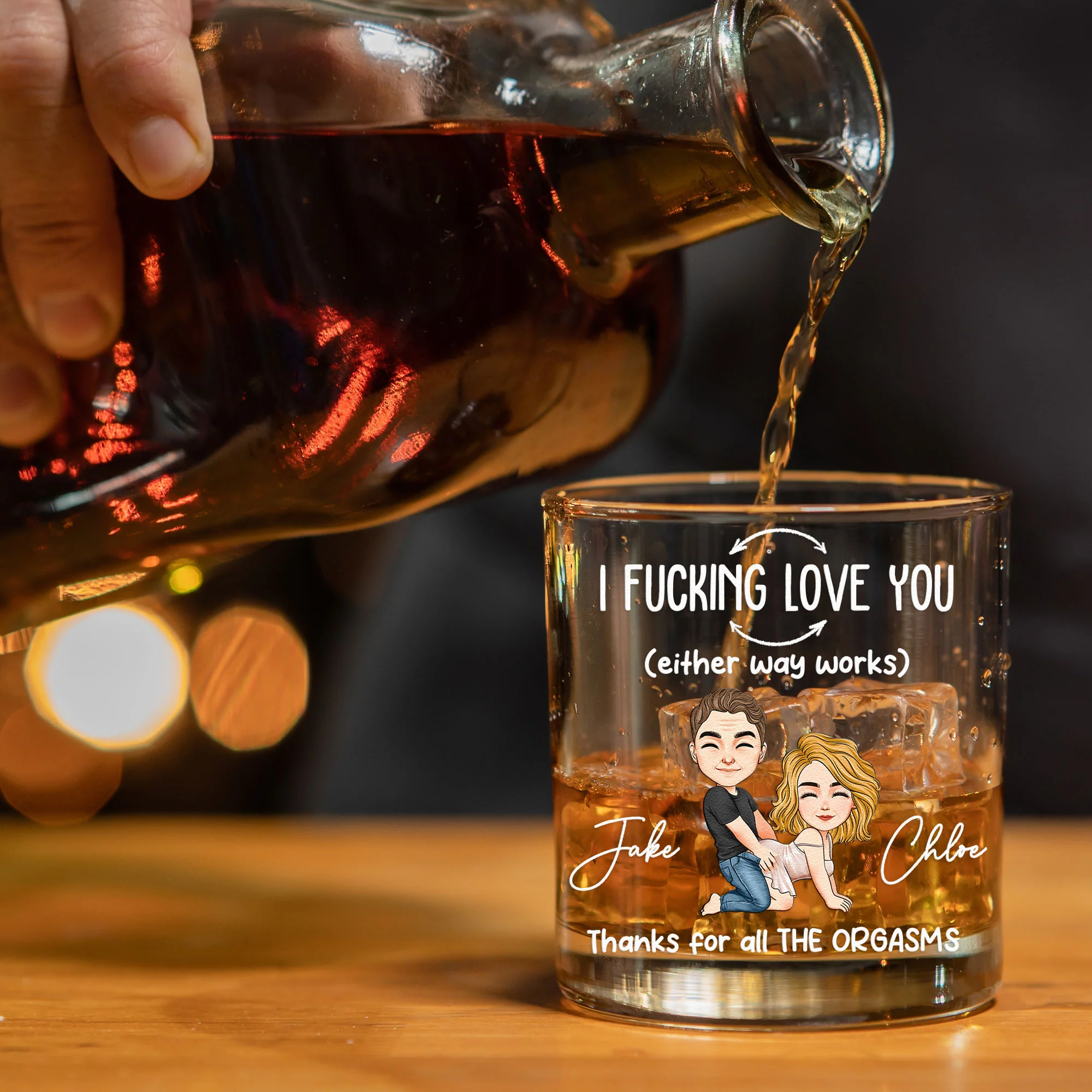 I F*cking Love You (Either Way Works) Thanks For All The Orgasms - Personalized Whiskey Glass - Image 3