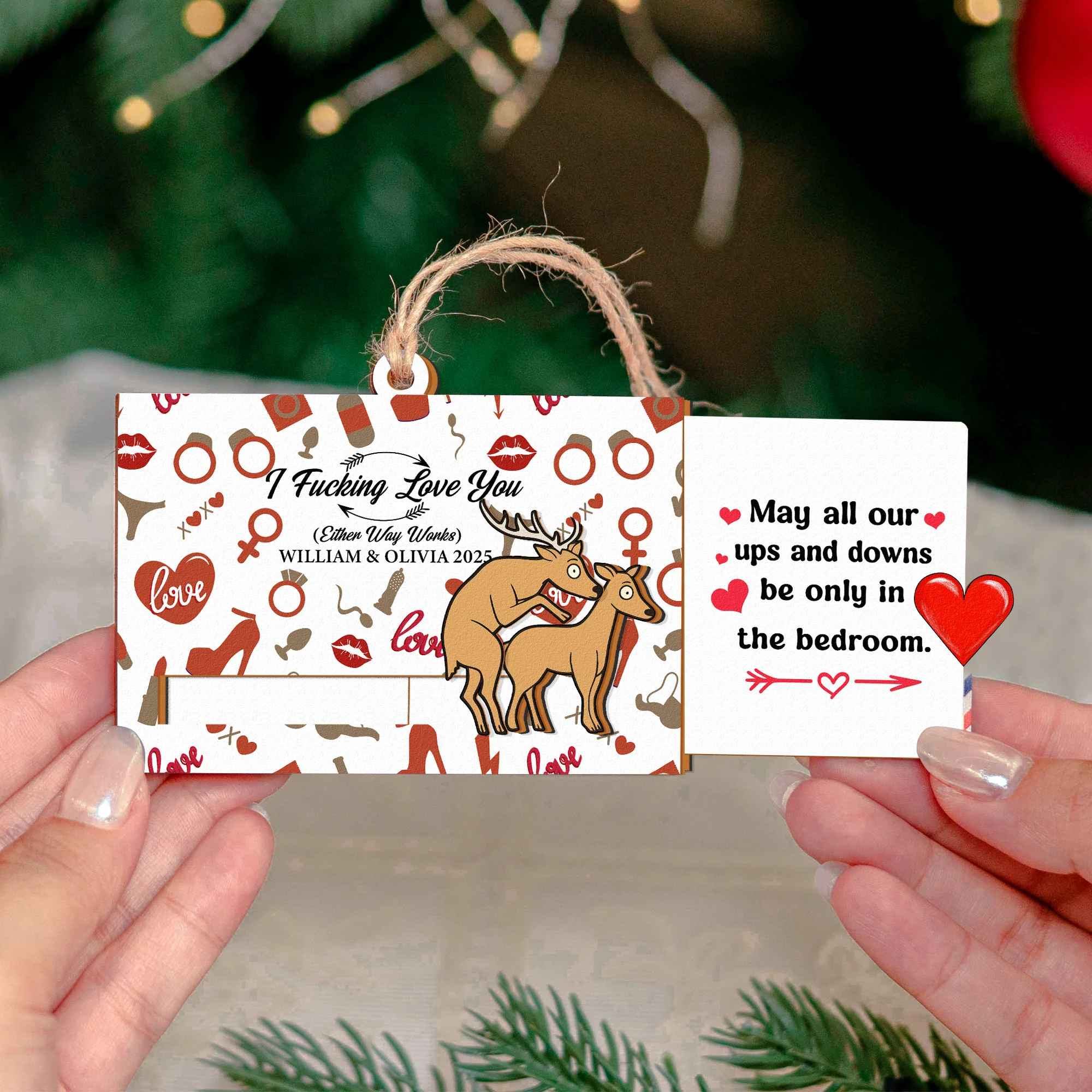 I F*cking Love You - Personalized Wooden Slider Ornament - Image 3