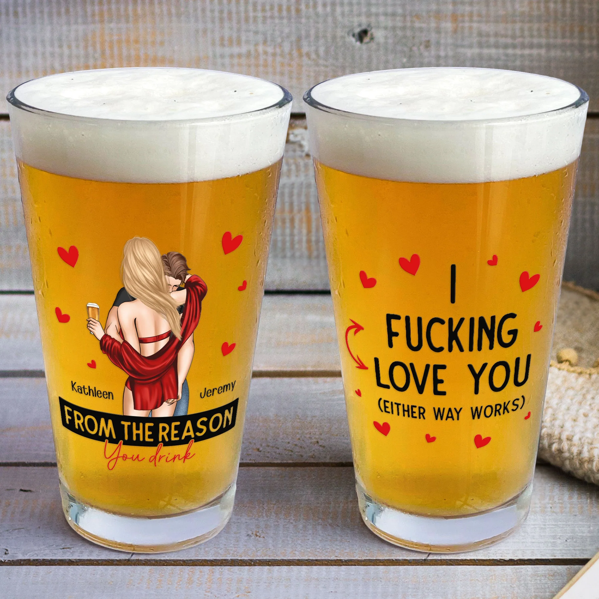 I F-king Love You Either Way Works - Personalized Beer Glass - Image 3
