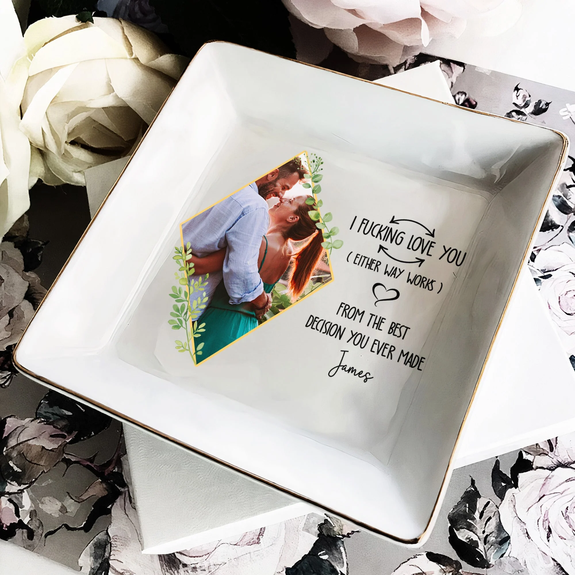 I F-king Love You (Either Way Works) - Personalized Photo Jewelry Dish - Image 2