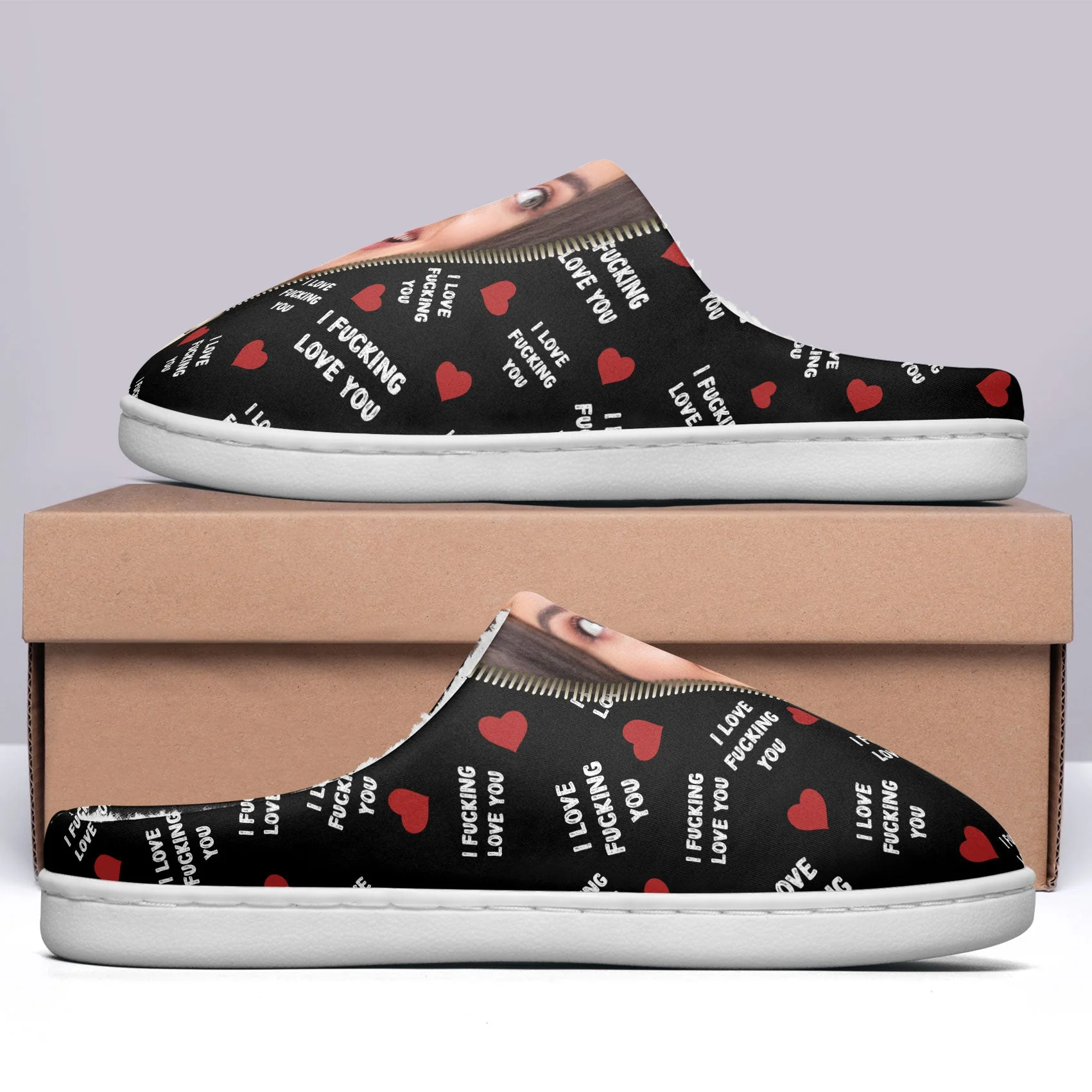 I F* Love You I Love F* You Gift For Him - Personalized Photo Slippers - Image 5