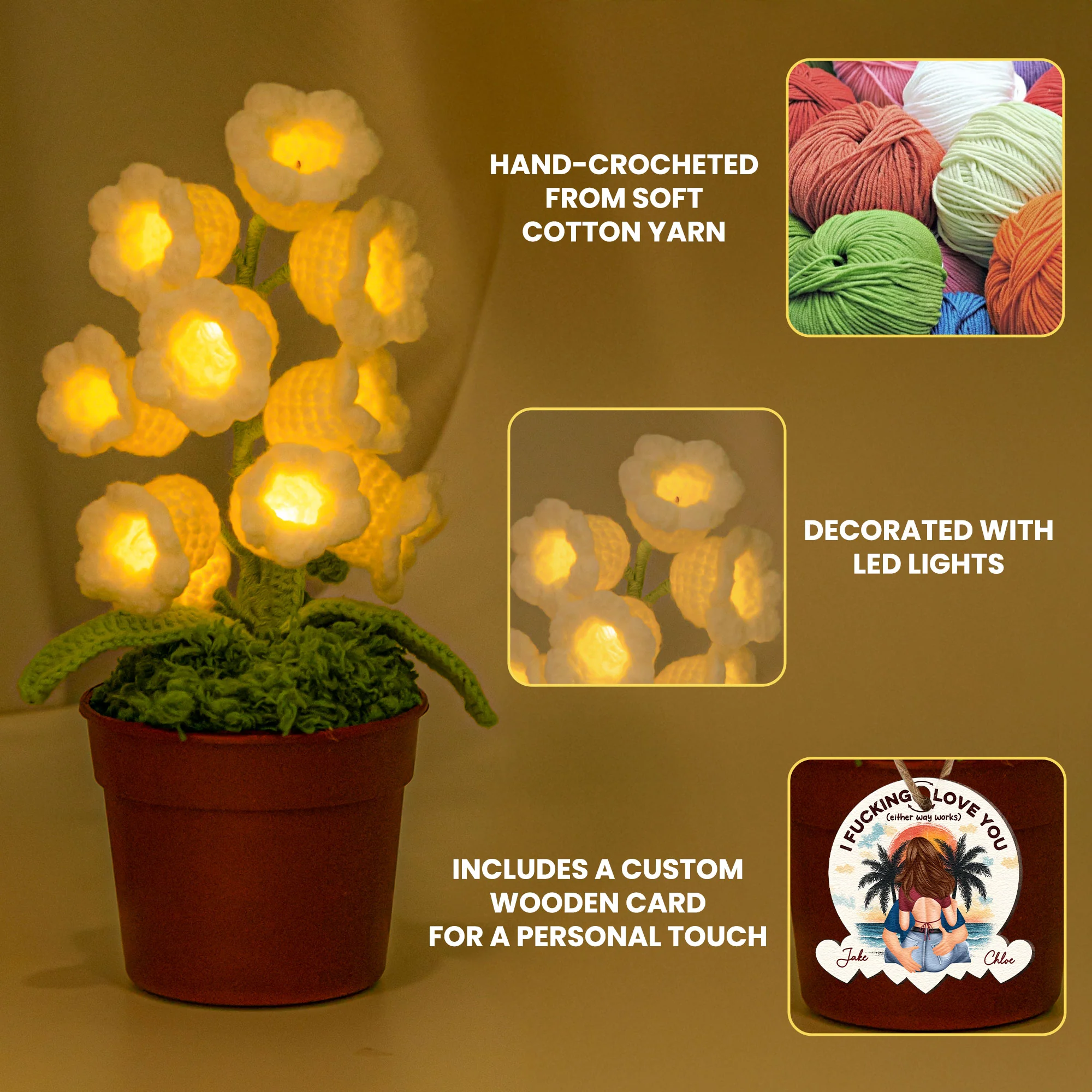 I Fcking Love You - Personalized Crochet Flower Lamp - Image 8