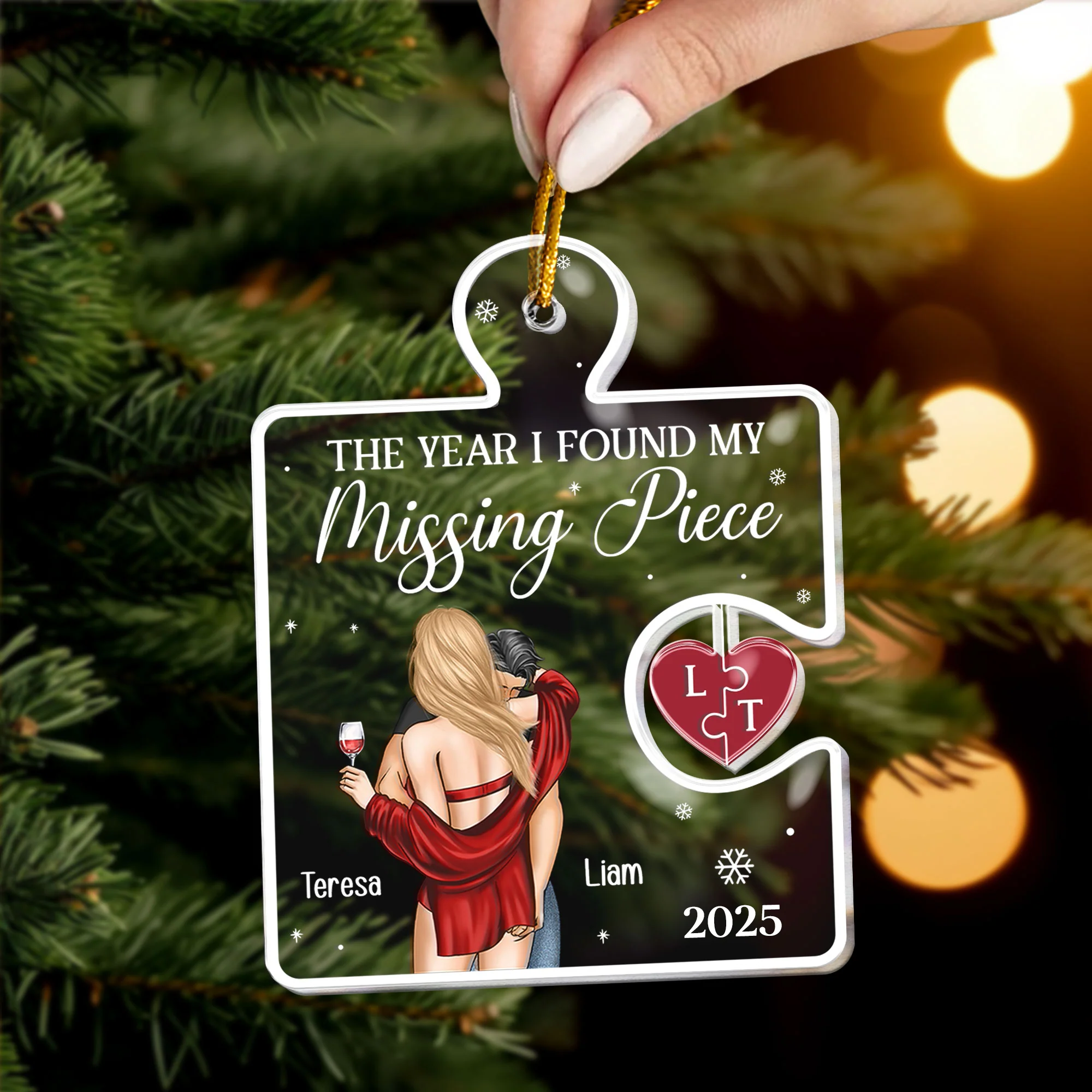 I Found My Missing Piece - Personalized Acrylic Ornament - Image 3