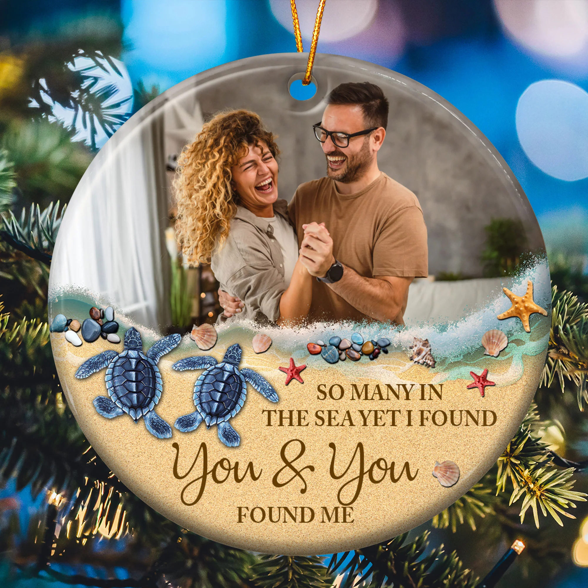 I Found You & You Found Me - Personalized Ceramic Photo Ornament - Image 6