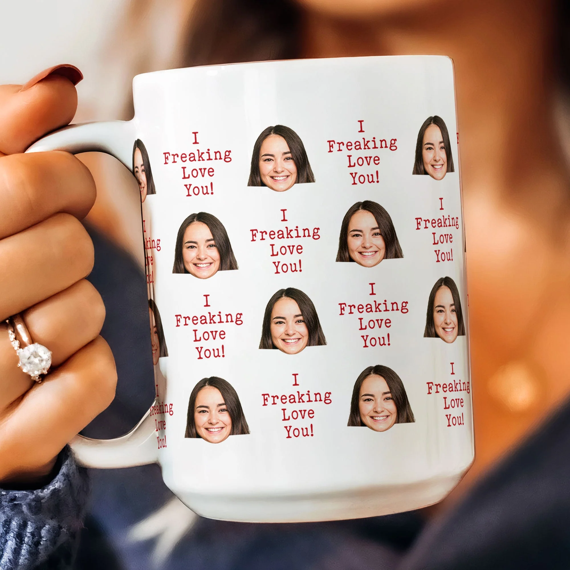 I Freaking Love You Custom Face - Personalized Photo Mug - Image 6