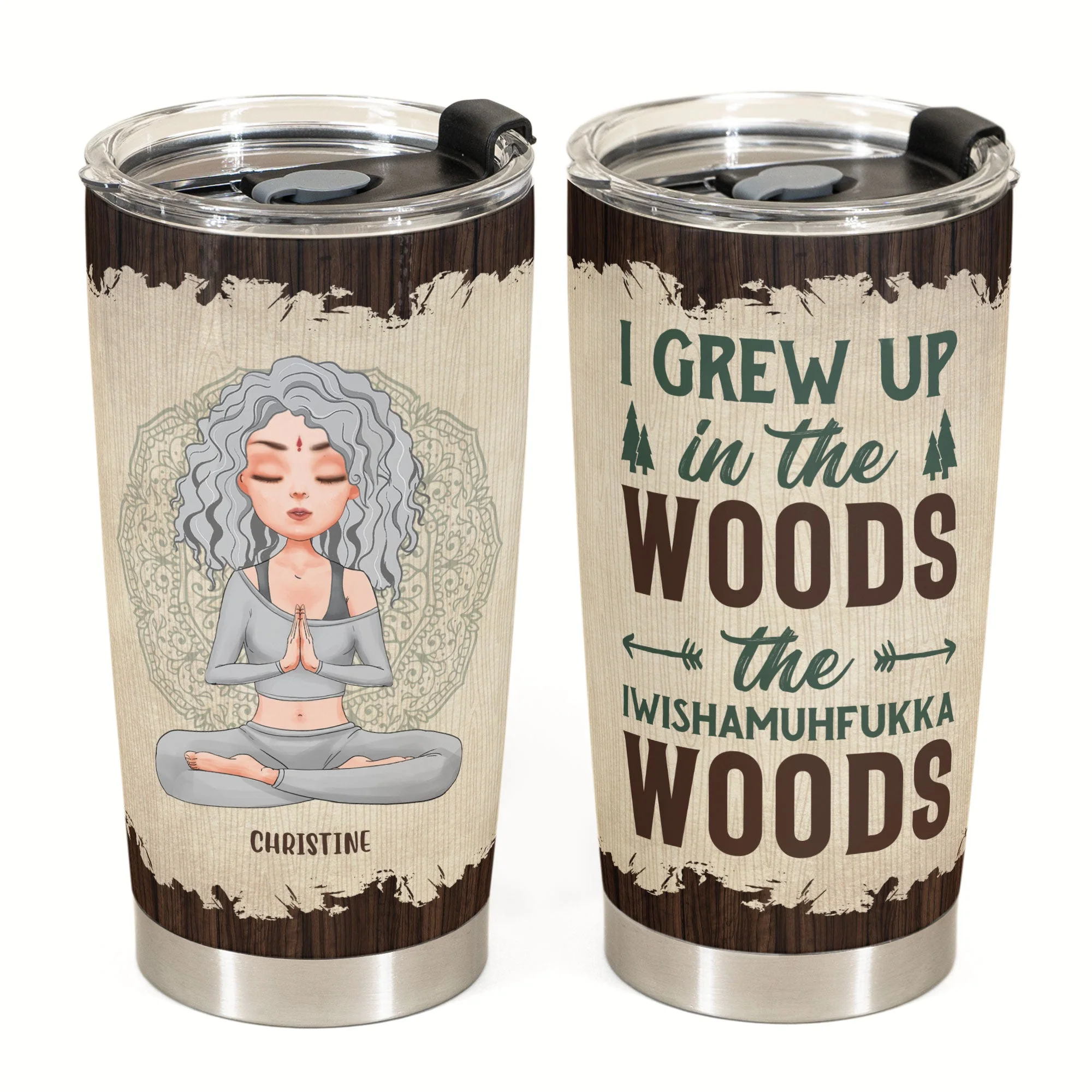 I Grew Up In The Woods The Iwishamuhfukka Woods - Personalized Tumbler Cup - Birthday, Mother's day Gift For Woman, Mother, Mom - Image 3