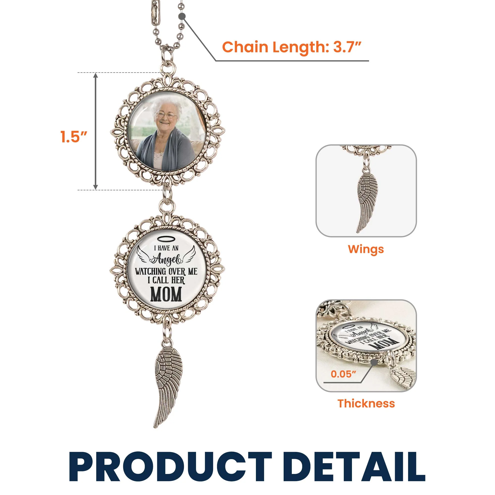 I Have An Angel Watching Over Me - Personalized Photo Car Ornament - Image 5